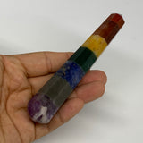 87.1g, 5.1"x0.9", 7 Chakra Point Wand Obelisk Point Crystal from India, B29101