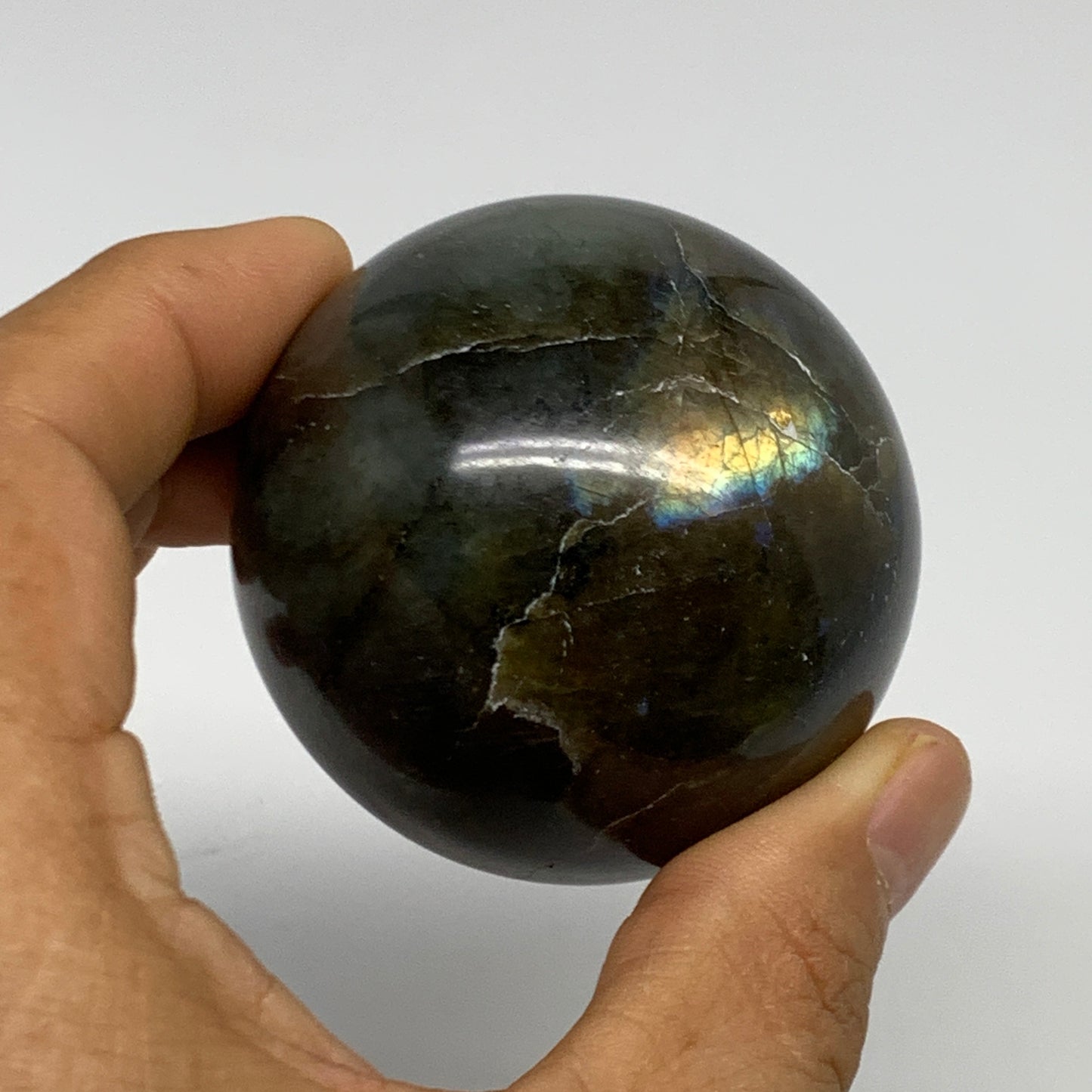 228.2g, 2.1"(55mm), Labradorite Sphere Gemstone,Crystal @Madagascar, B29884