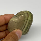 69.8g, 1.9"x2.1"x0.8" Green Serpentine Heart Gemstones @India, B28358