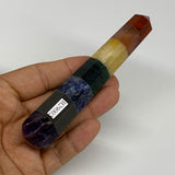 89.4g, 4.9"x0.9", 7 Chakra Point Wand Obelisk Point Crystal from India, B29102