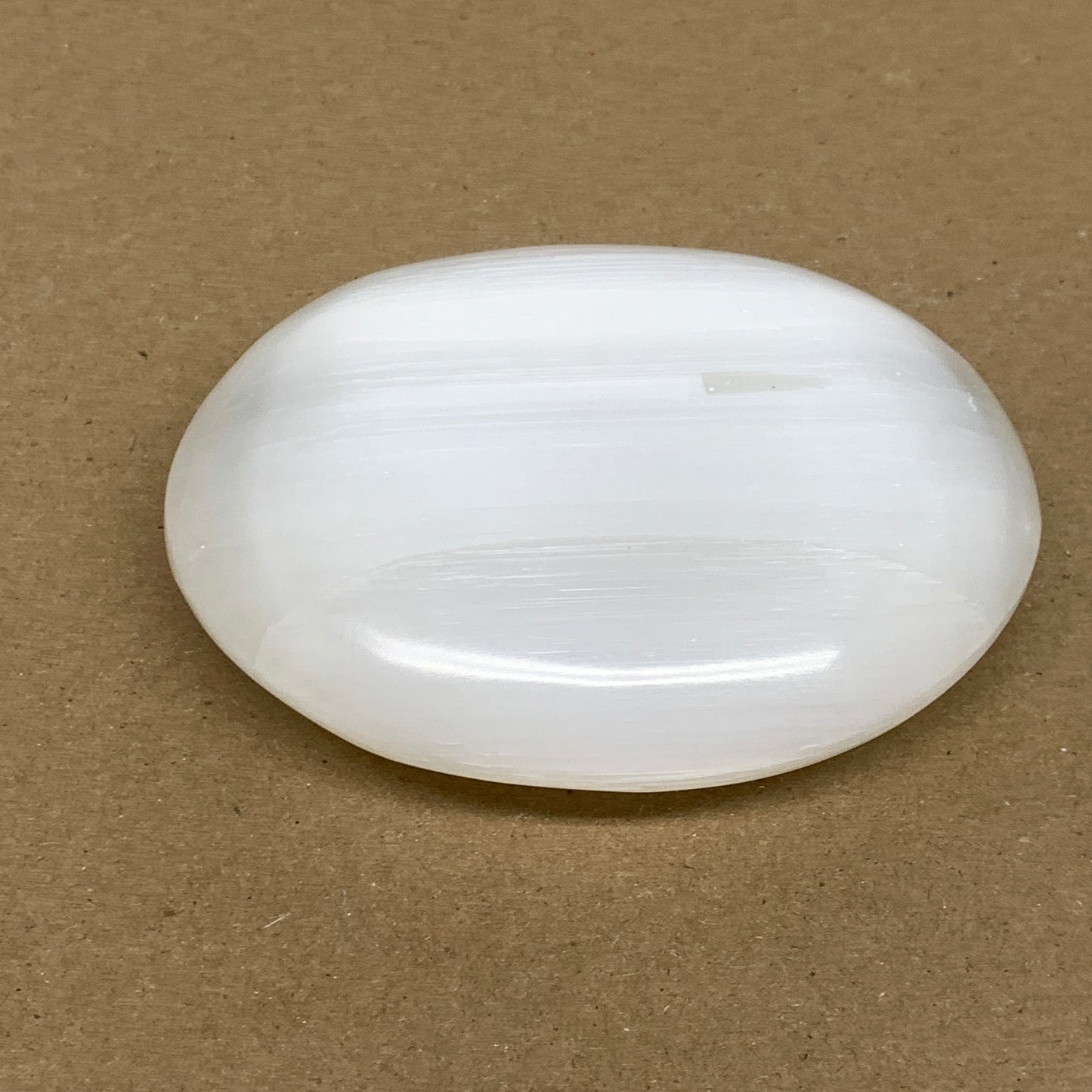 0.60 lbs, 3.9"x3.1"x1", White Selenite Palmstone Crystal Pillow Reiki, B36127