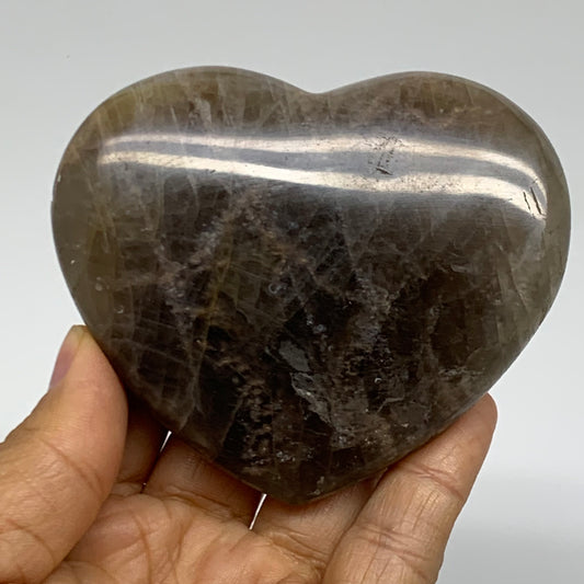 0.46 lbs, 2.9"x3.4"x0.9", Black Moonstone Heart Polished Crystal Decor, B37868