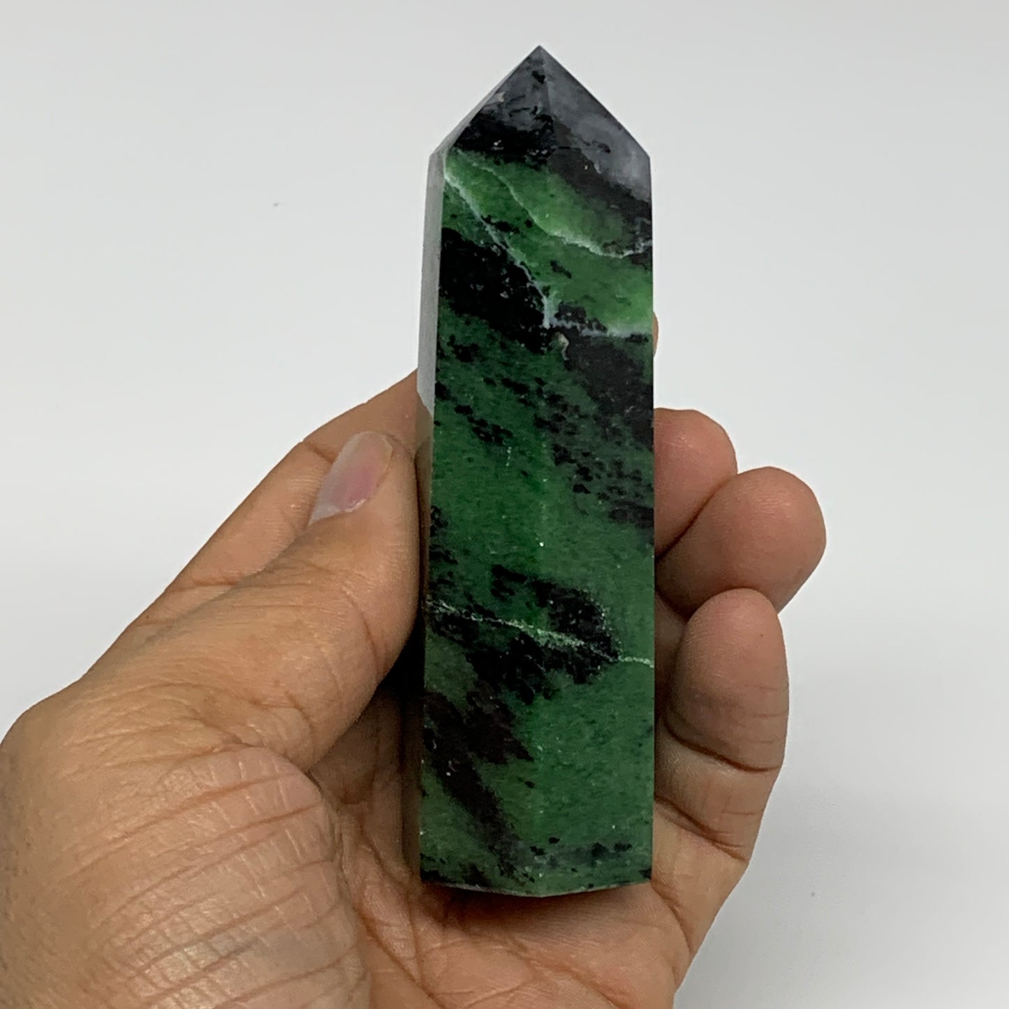 137.9g, 3.6"x1", Natural Ruby Zoisite Tower Point Obelisk @India, B31434