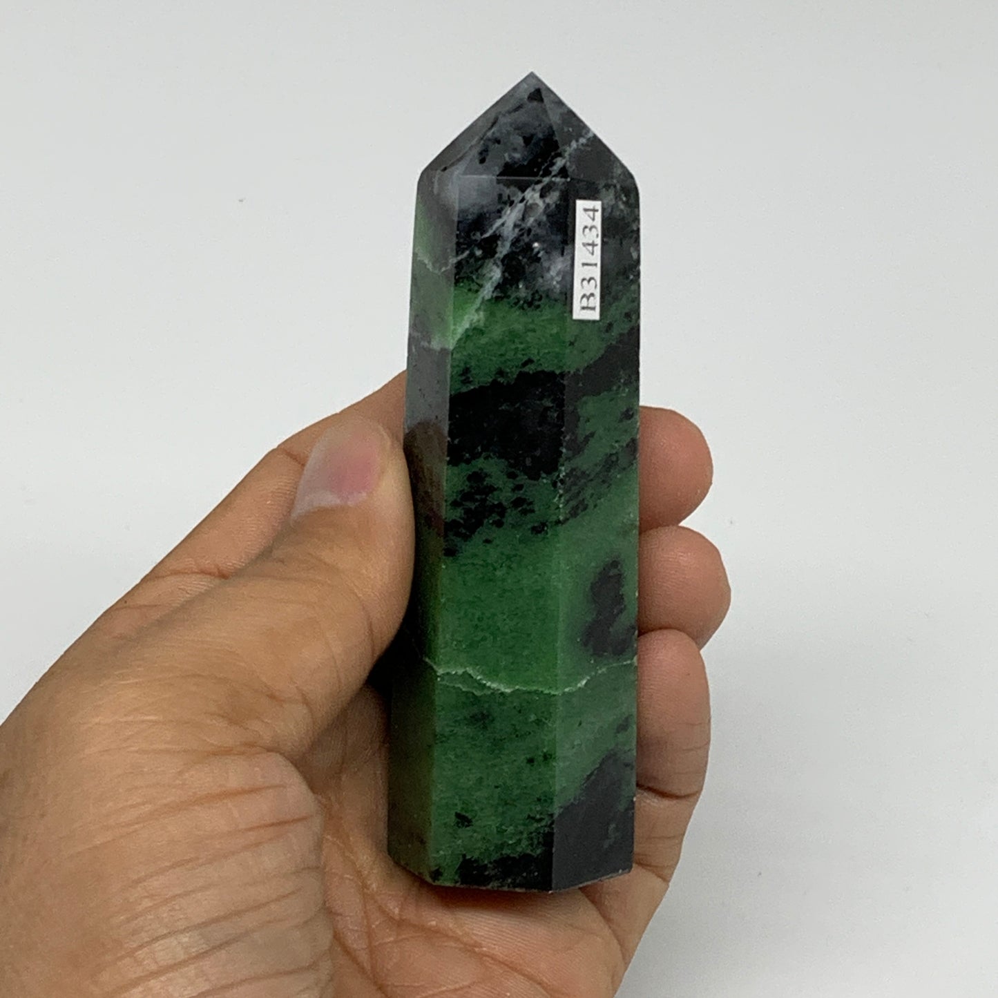 137.9g, 3.6"x1", Natural Ruby Zoisite Tower Point Obelisk @India, B31434