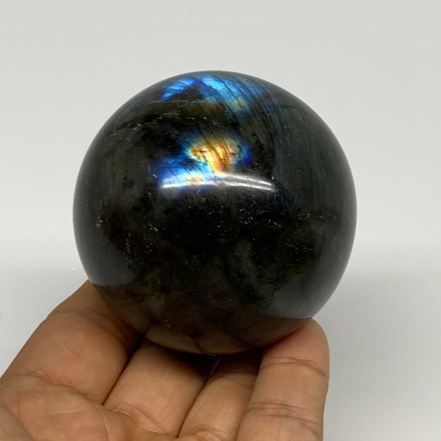 306.9g, 2.4"(60mm), Labradorite Sphere Gemstone,Crystal @Madagascar, B29886