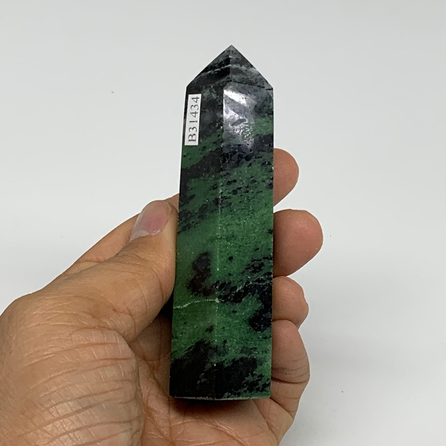 137.9g, 3.6"x1", Natural Ruby Zoisite Tower Point Obelisk @India, B31434