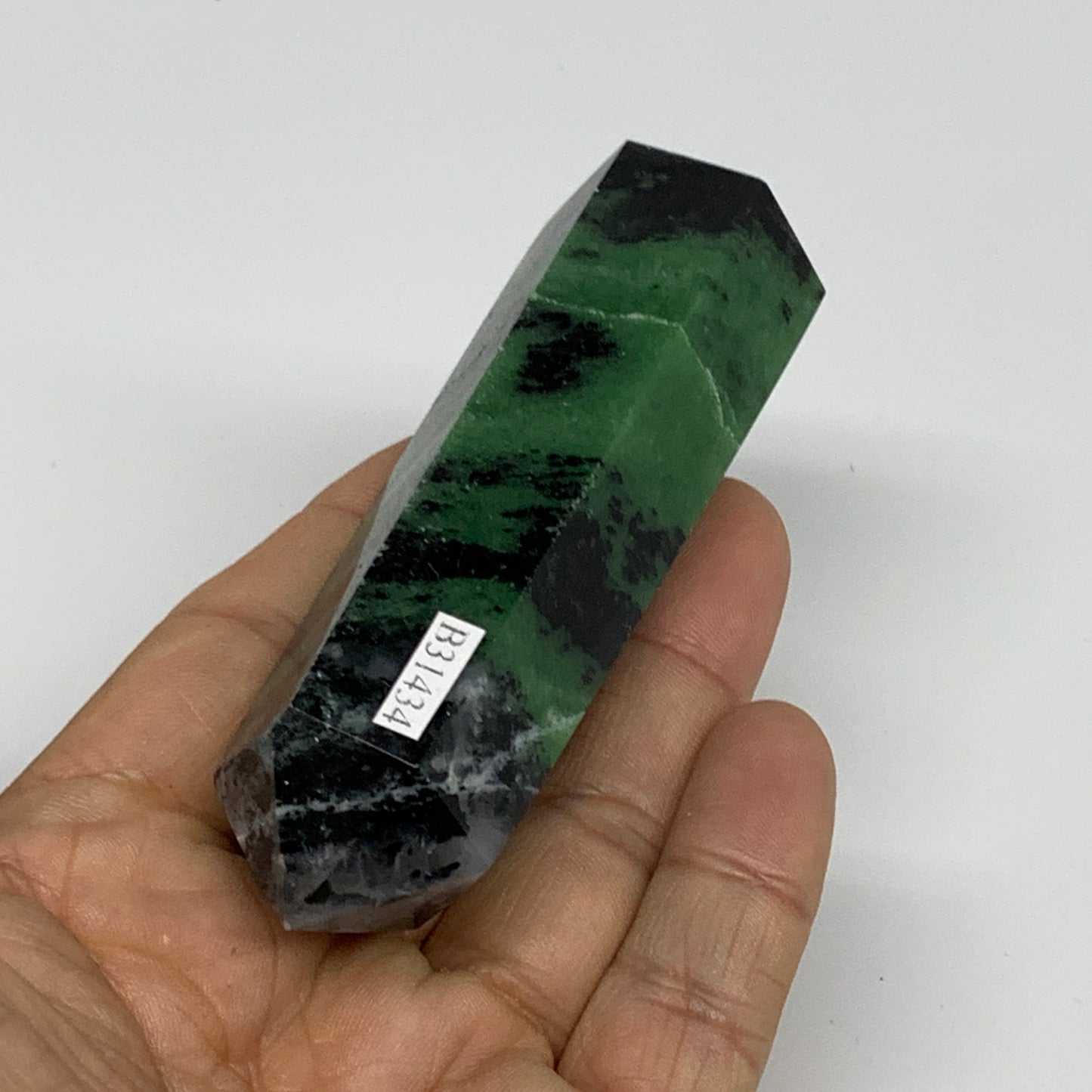 137.9g, 3.6"x1", Natural Ruby Zoisite Tower Point Obelisk @India, B31434