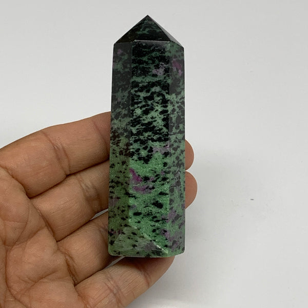 125.4g, 3.4"x0.9", Natural Ruby Zoisite Tower Point Obelisk @India, B31435