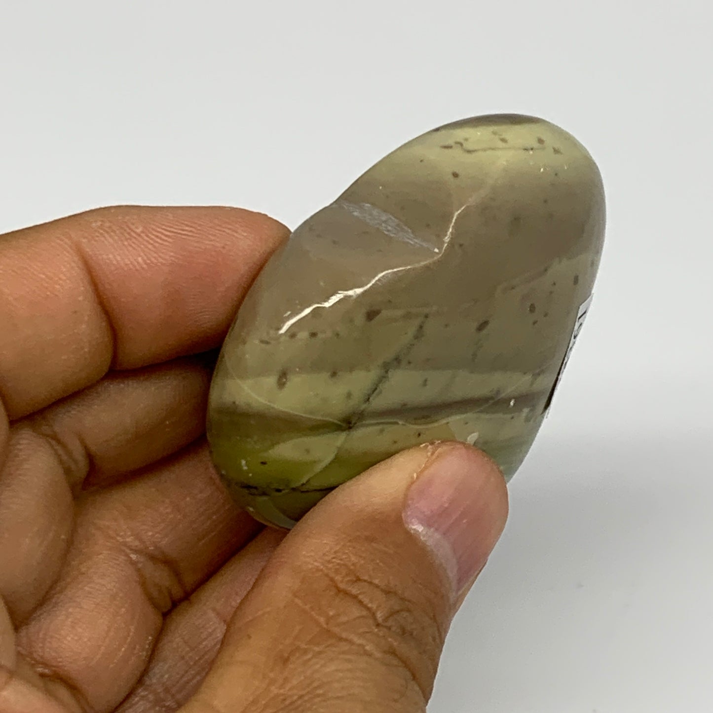 68.7g, 1.9"x2.1"x0.8" Green Serpentine Heart Gemstones @India, B28361