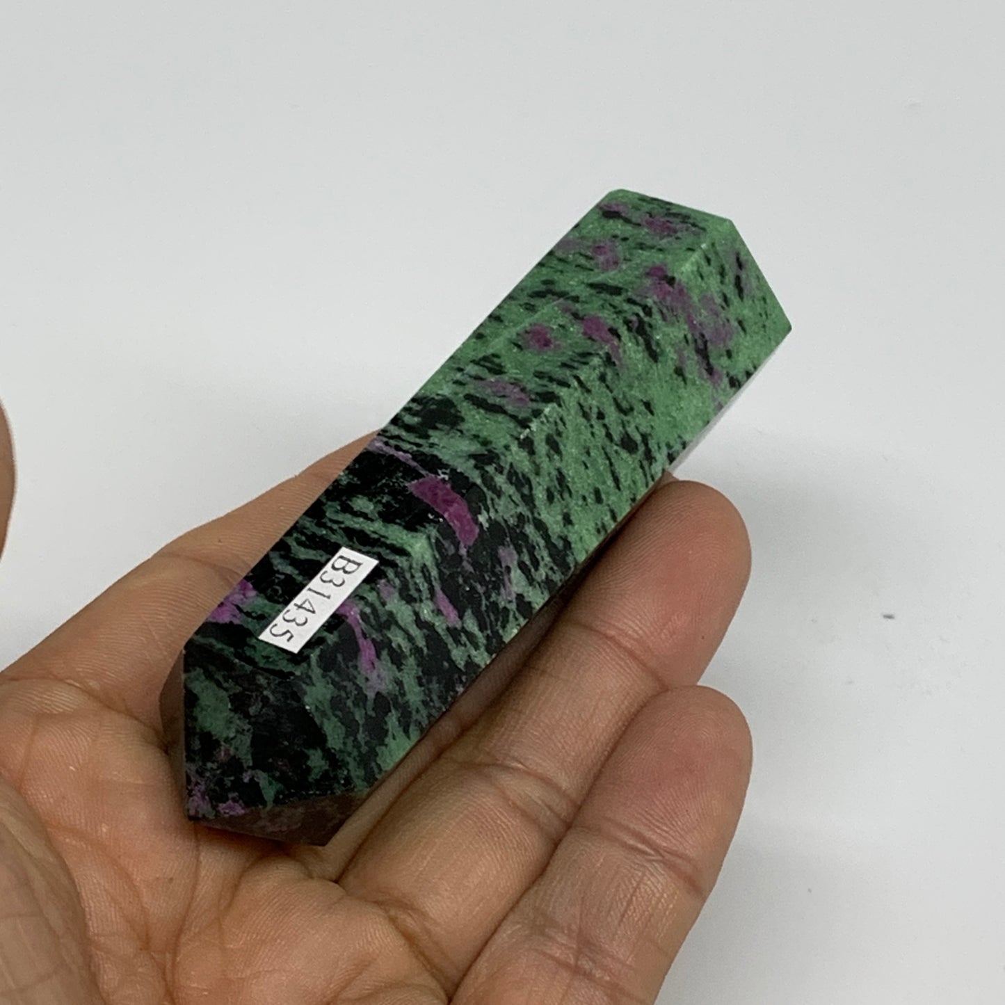 125.4g, 3.4"x0.9", Natural Ruby Zoisite Tower Point Obelisk @India, B31435