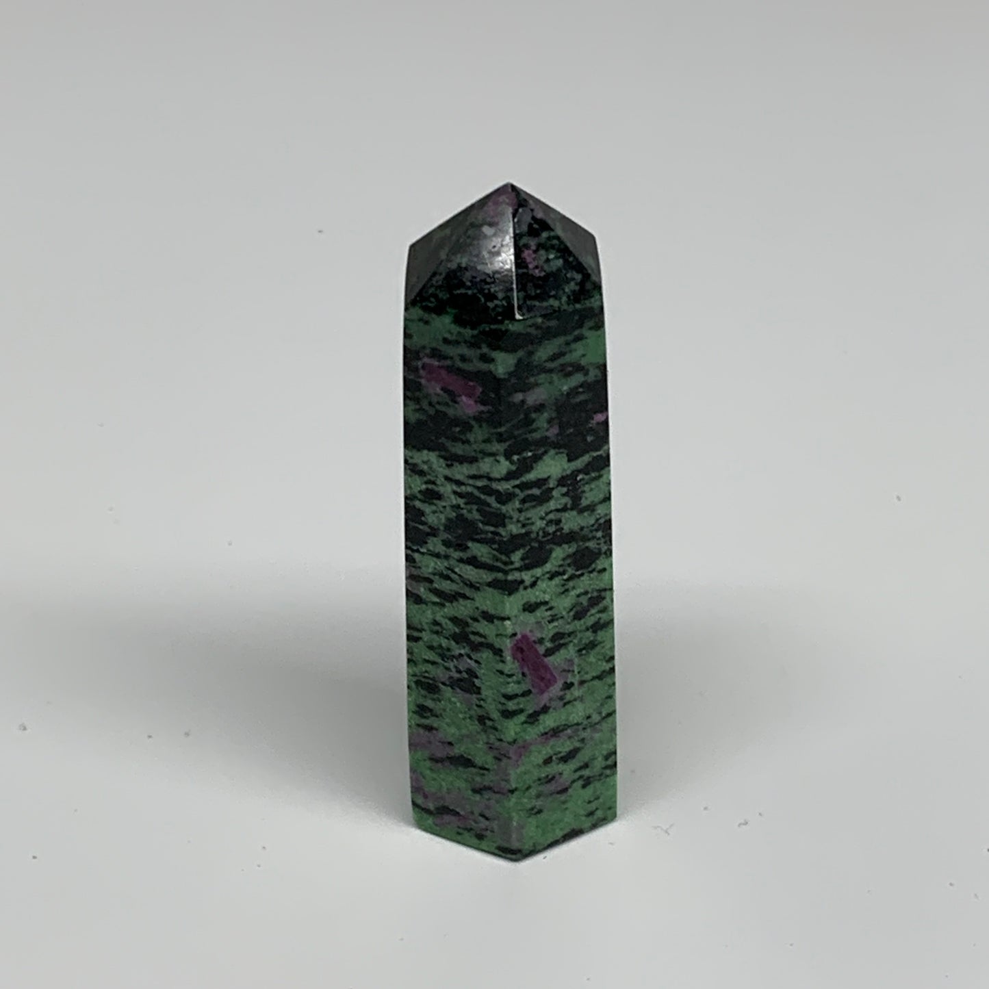 125.4g, 3.4"x0.9", Natural Ruby Zoisite Tower Point Obelisk @India, B31435