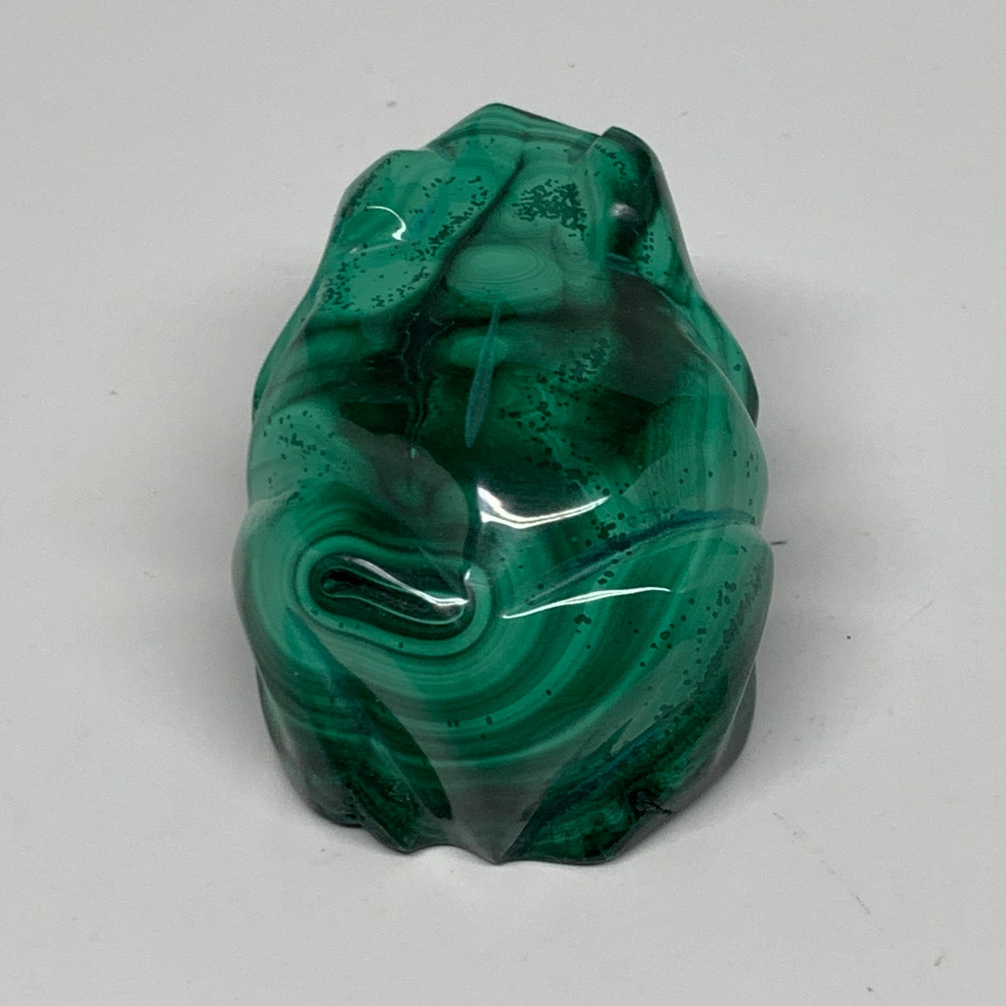 161.3g, 2.6"x1.7"x1.2" Natural Solid Malachite Frog Figurine @Congo, B32743