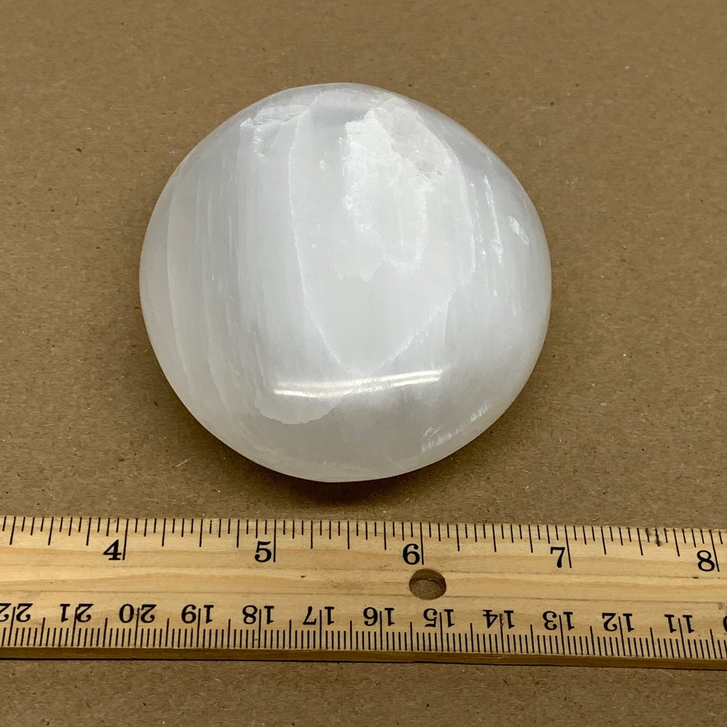 0.69 lbs, 3.8"x3"x1.3", White Selenite Palmstone Crystal Pillow Reiki, B36129