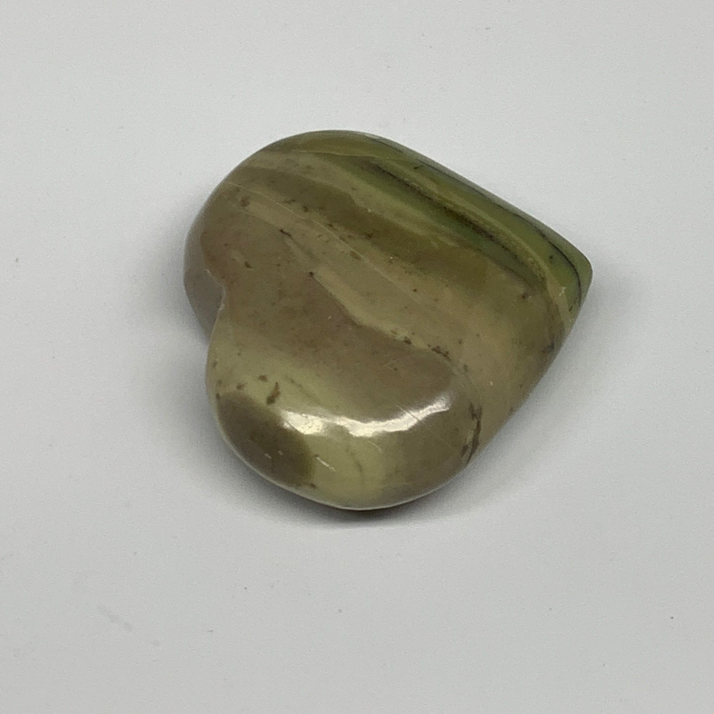 68.7g, 1.9"x2.1"x0.8" Green Serpentine Heart Gemstones @India, B28361