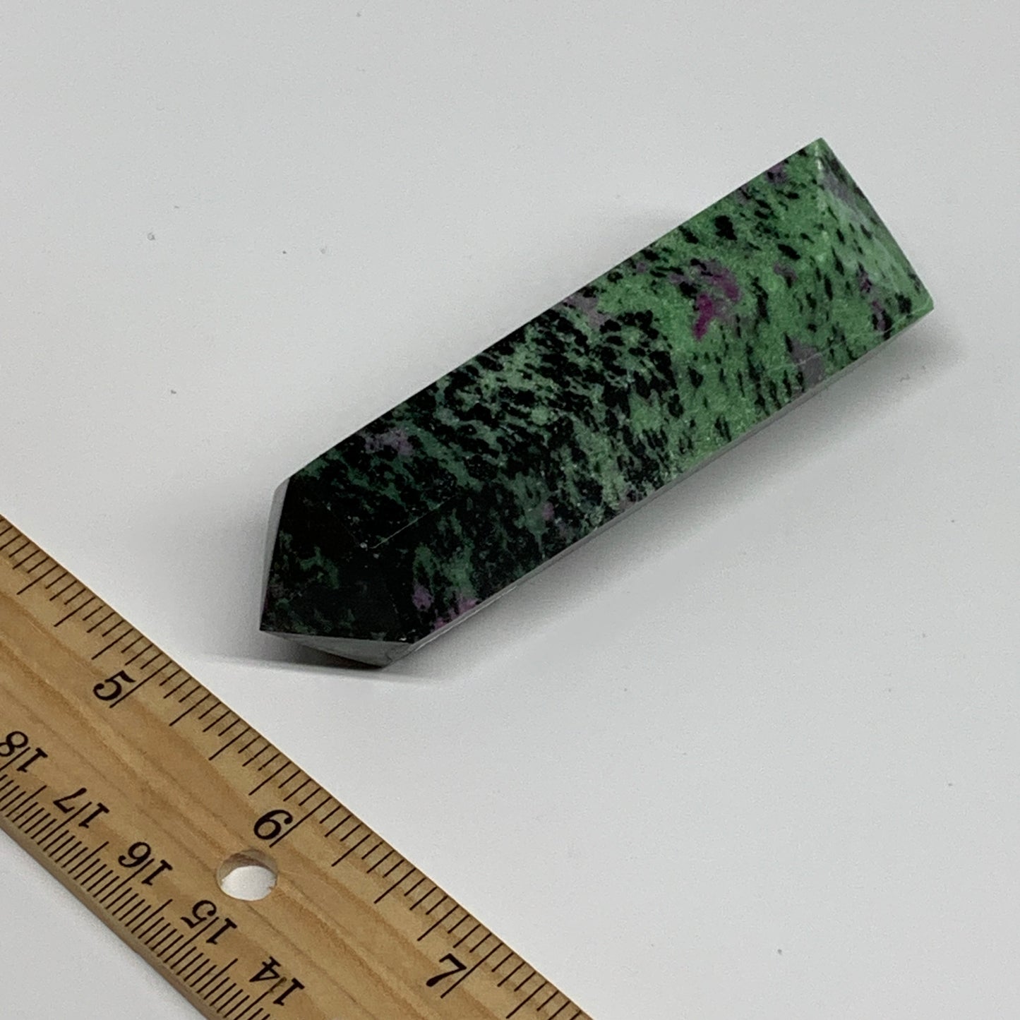 125.4g, 3.4"x0.9", Natural Ruby Zoisite Tower Point Obelisk @India, B31435