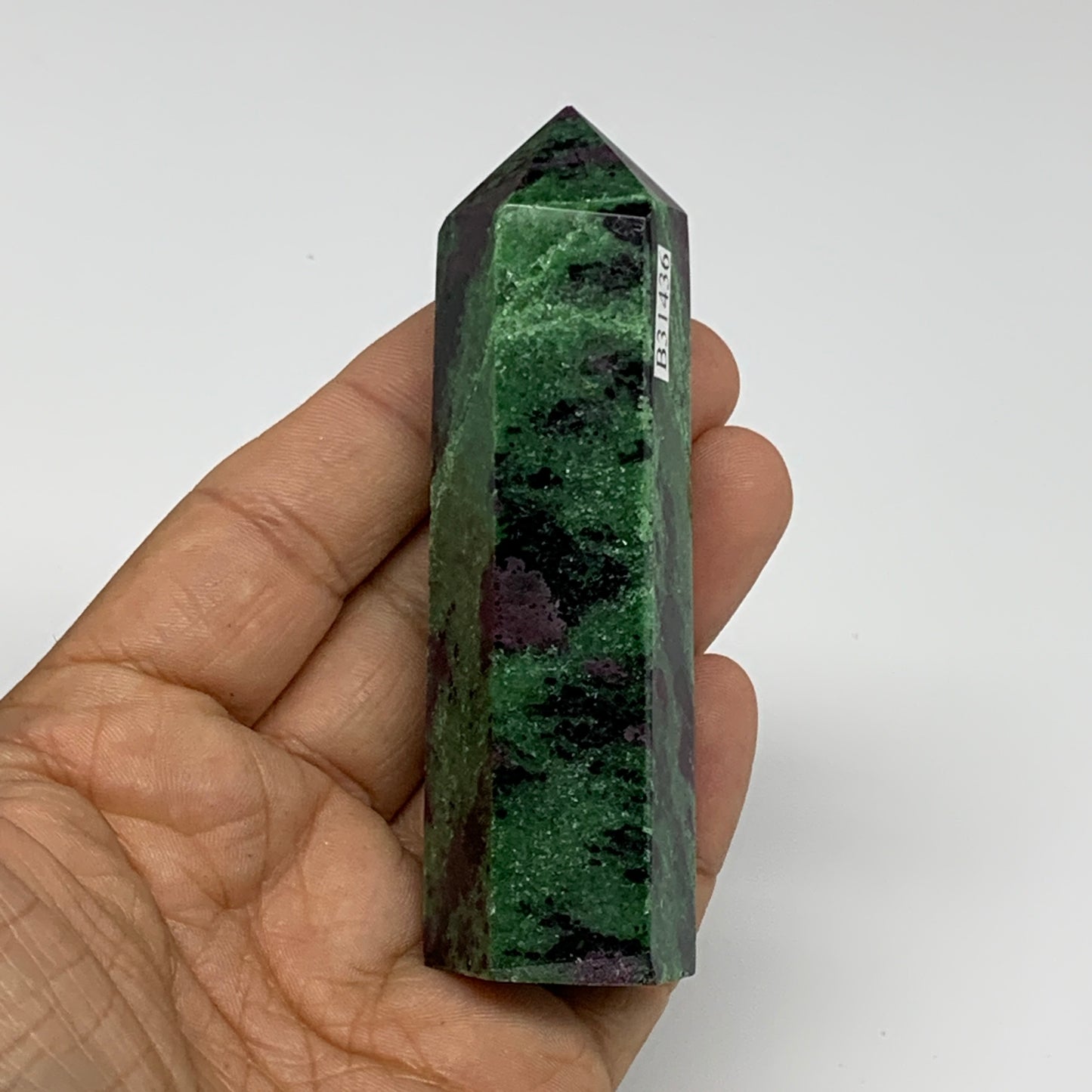 134g, 3.5"x1", Natural Ruby Zoisite Tower Point Obelisk @India, B31436
