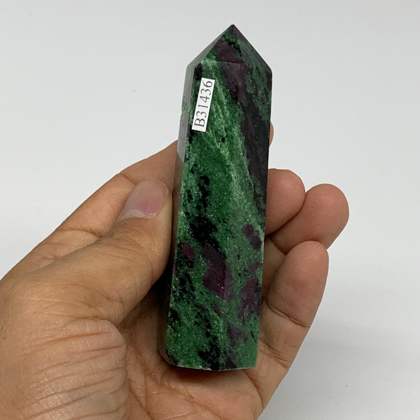 134g, 3.5"x1", Natural Ruby Zoisite Tower Point Obelisk @India, B31436