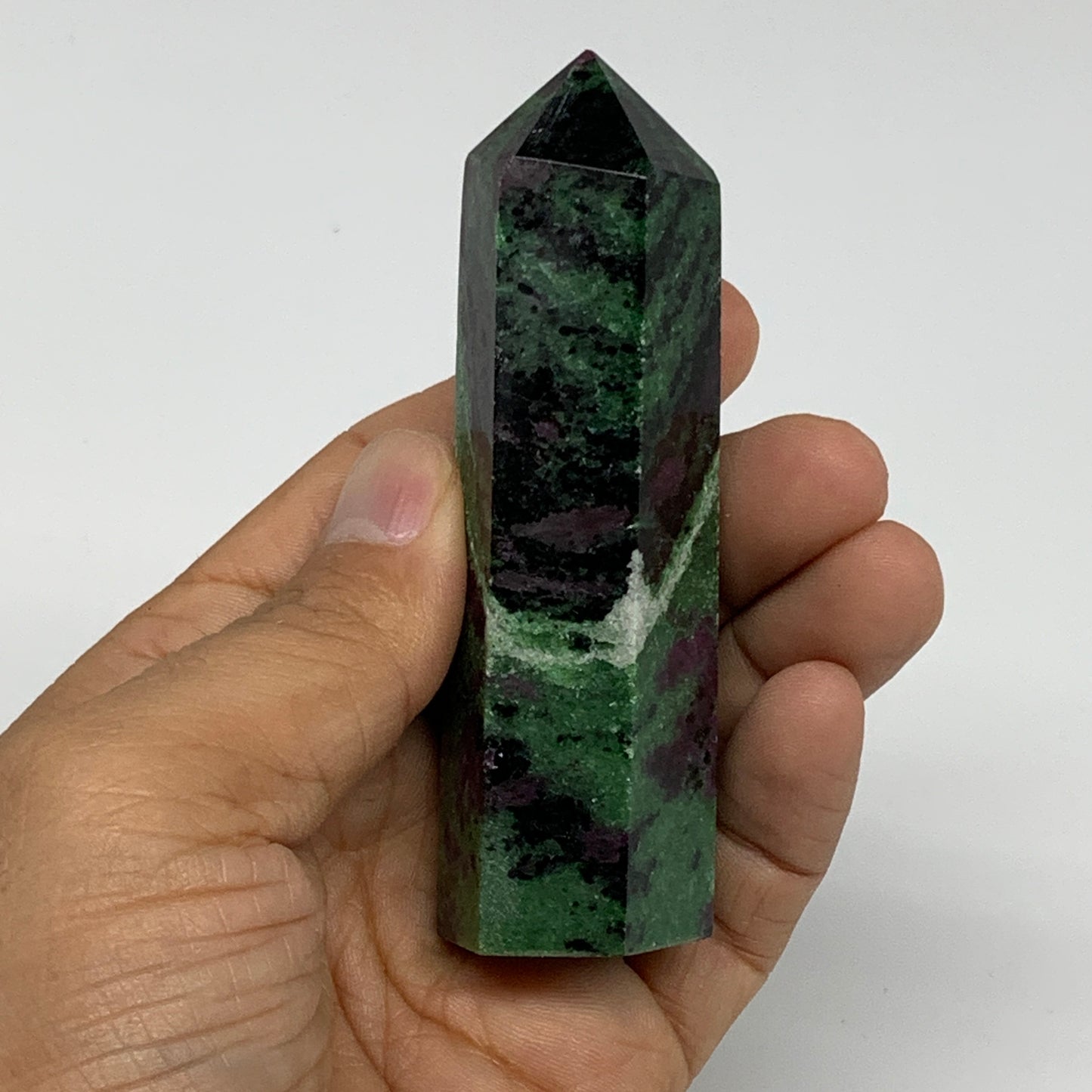134g, 3.5"x1", Natural Ruby Zoisite Tower Point Obelisk @India, B31436
