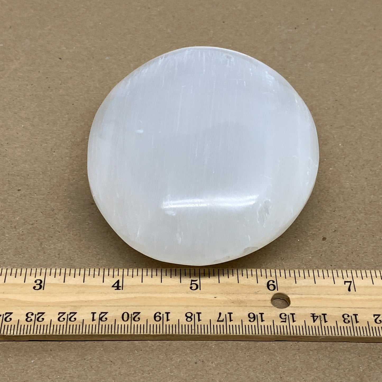 0.77 lbs, 3.9"x3.2"x1.3", White Selenite Palmstone Crystal Pillow Reiki, B36130