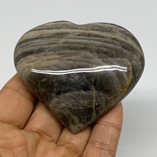 0.27 lbs, 2.5"x2.8"x0.9", Black Moonstone Heart Polished Crystal Decor, B37872