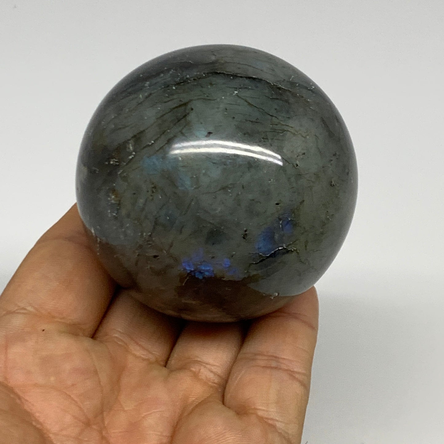 290.6g, 2.3"(59mm), Labradorite Sphere Gemstone,Crystal @Madagascar, B29890