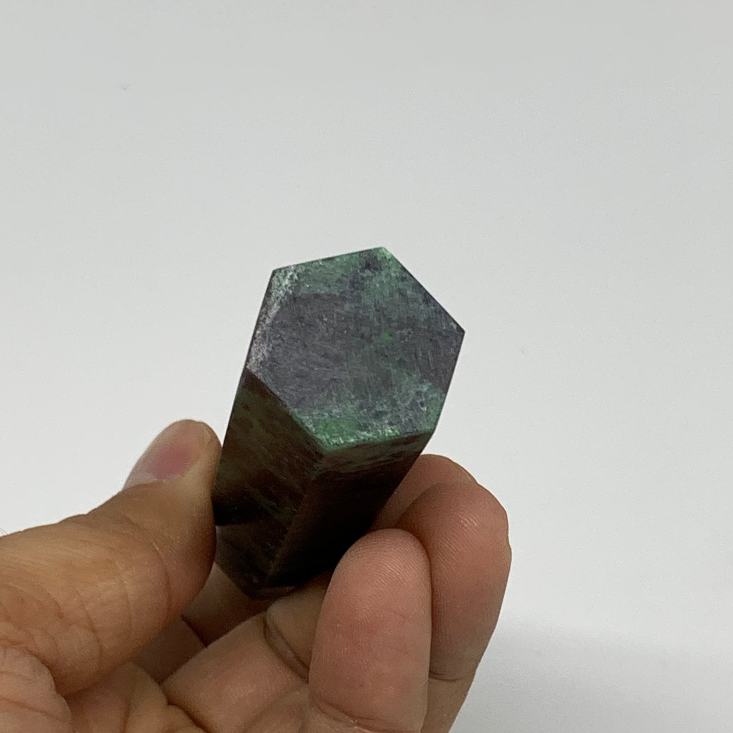 90.6g, 3.3"x0.9", Natural Ruby Zoisite Tower Point Obelisk @India, B31437
