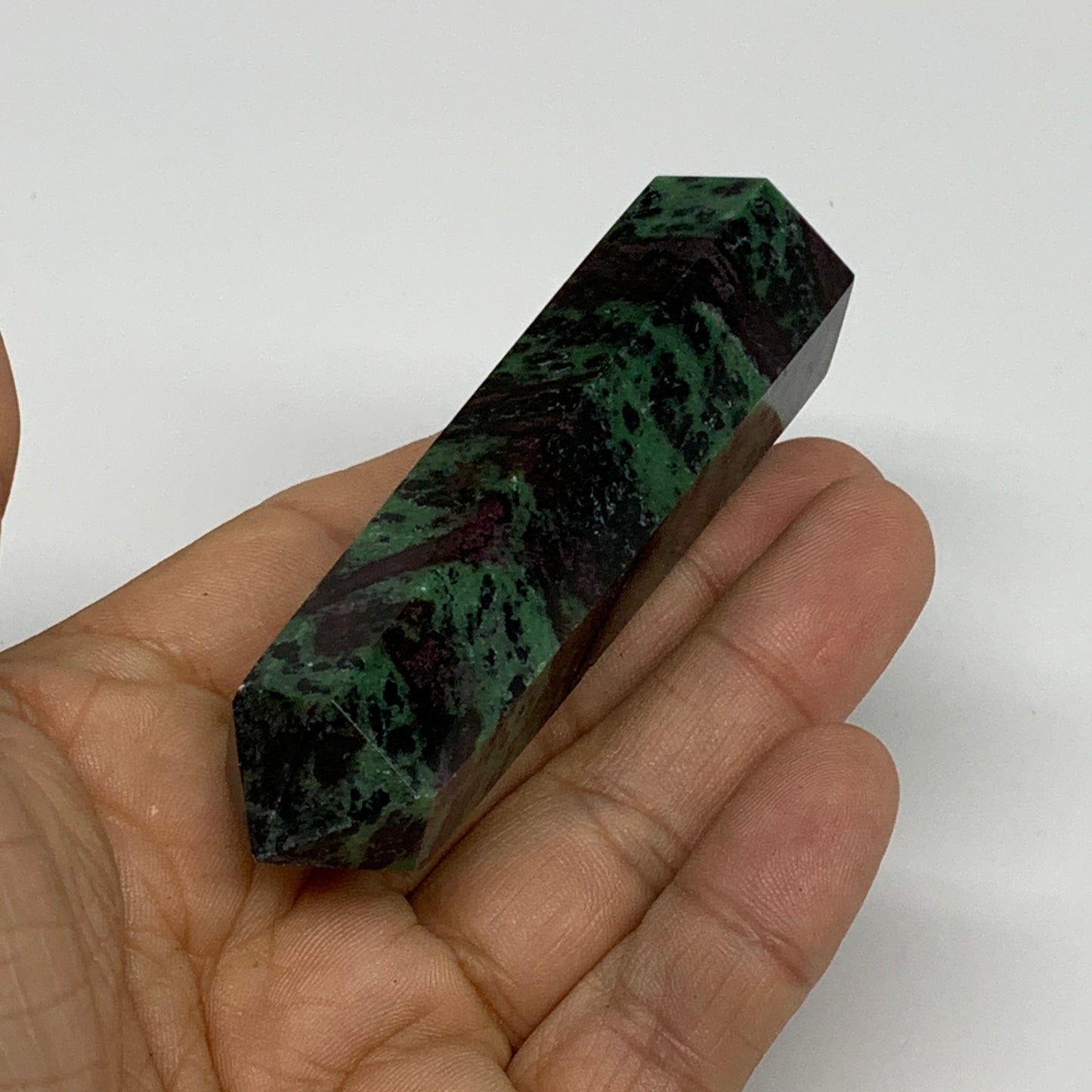 90.6g, 3.3"x0.9", Natural Ruby Zoisite Tower Point Obelisk @India, B31437