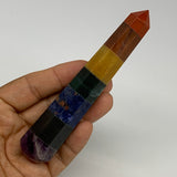 101.3g, 4.9"x0.9", 7 Chakra Point Wand Obelisk Point Crystal from India, B29107