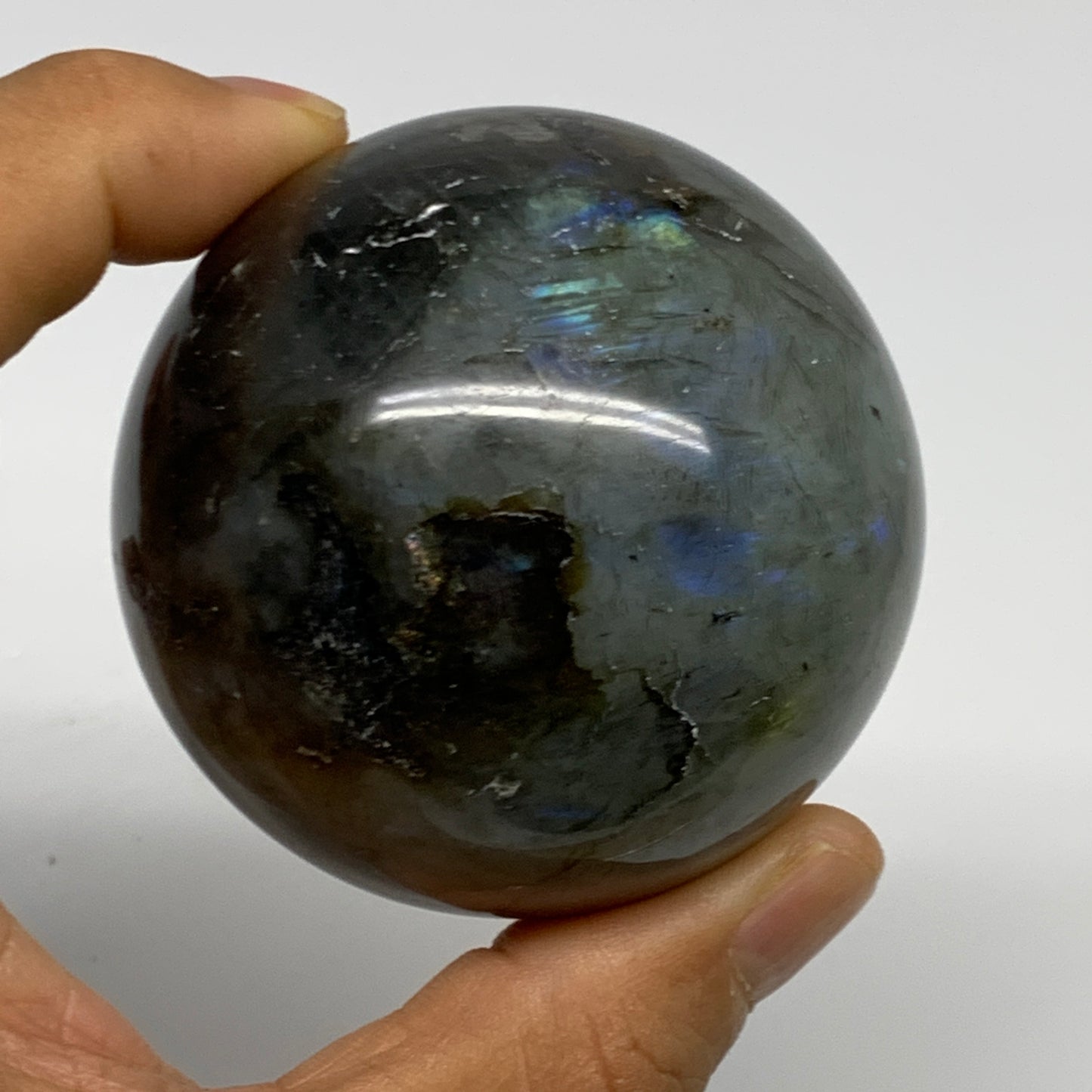 290.6g, 2.3"(59mm), Labradorite Sphere Gemstone,Crystal @Madagascar, B29890
