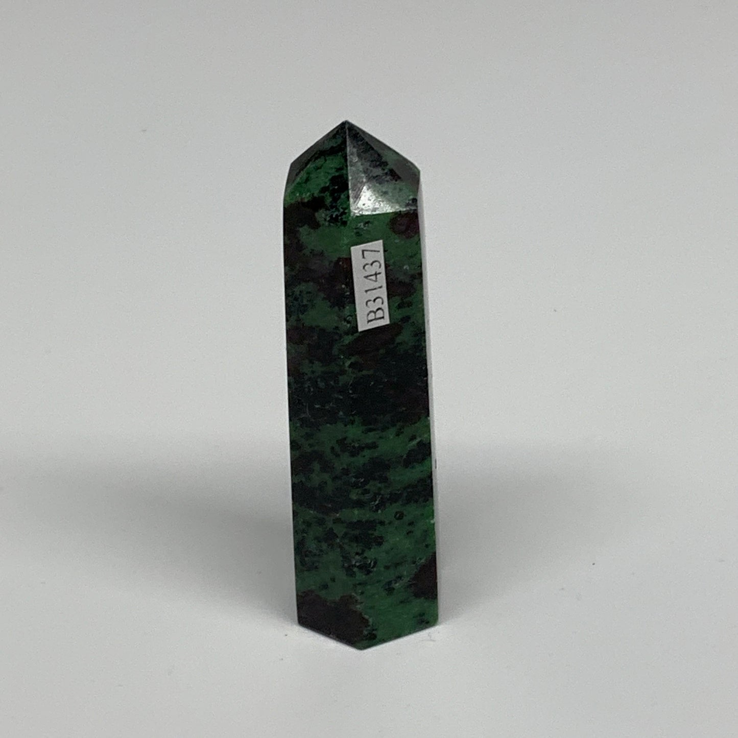 90.6g, 3.3"x0.9", Natural Ruby Zoisite Tower Point Obelisk @India, B31437