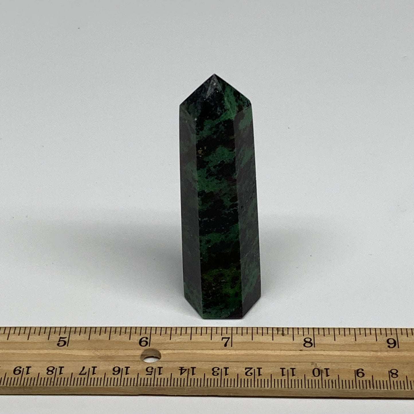 90.6g, 3.3"x0.9", Natural Ruby Zoisite Tower Point Obelisk @India, B31437