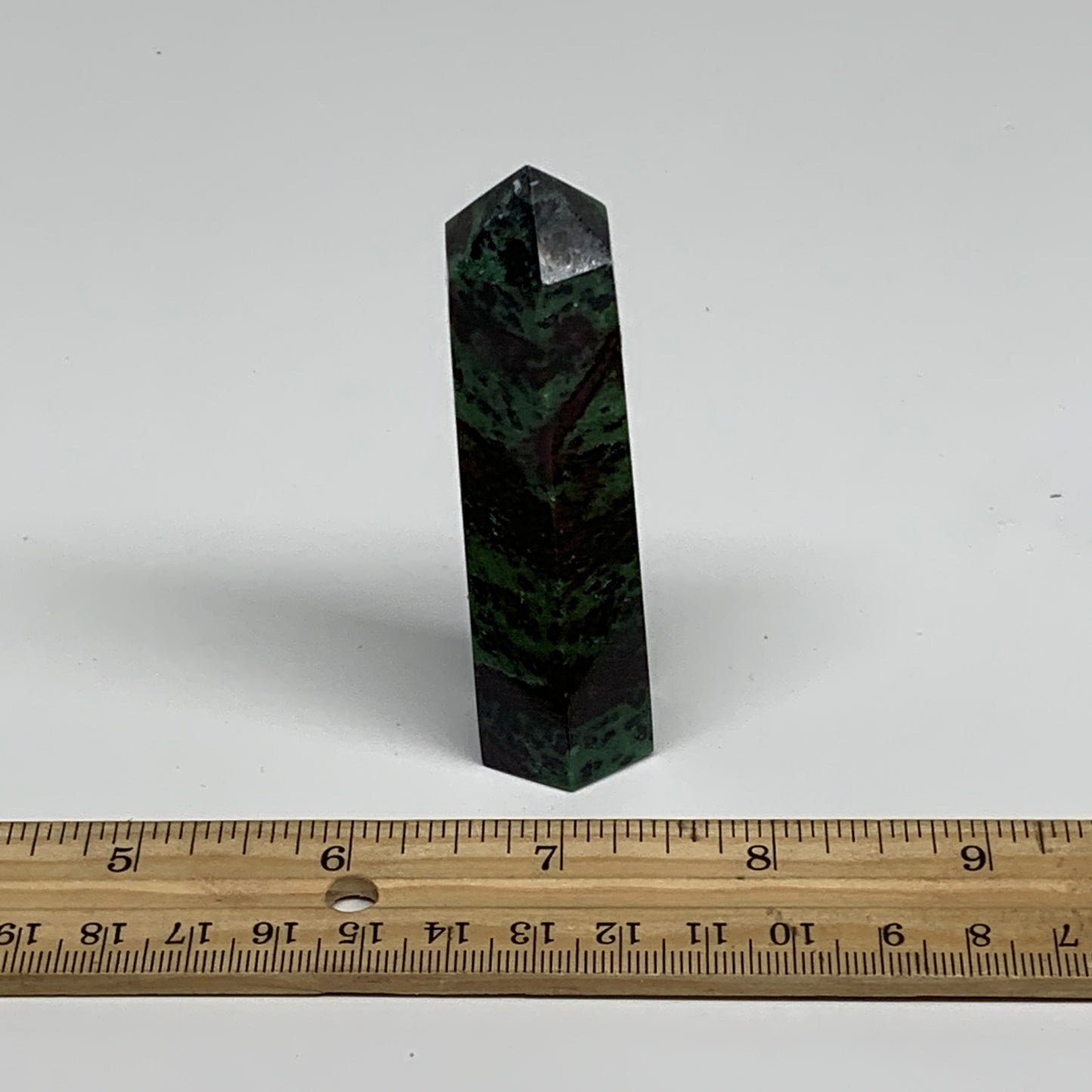 90.6g, 3.3"x0.9", Natural Ruby Zoisite Tower Point Obelisk @India, B31437