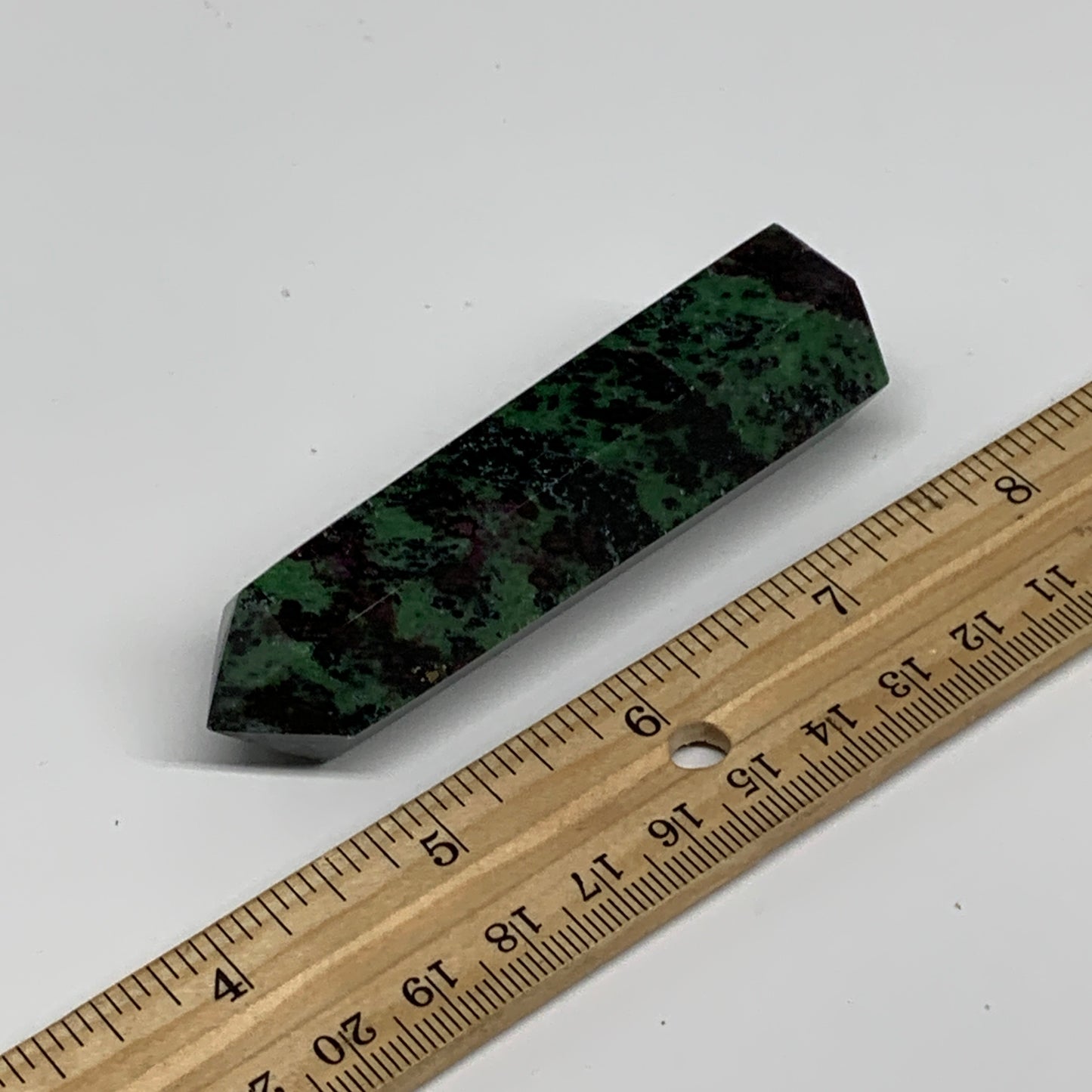 90.6g, 3.3"x0.9", Natural Ruby Zoisite Tower Point Obelisk @India, B31437