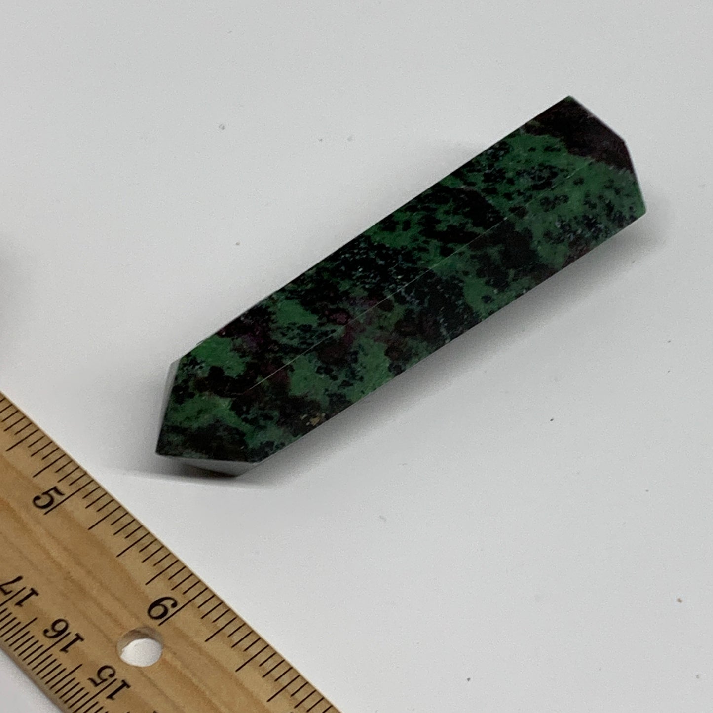 90.6g, 3.3"x0.9", Natural Ruby Zoisite Tower Point Obelisk @India, B31437