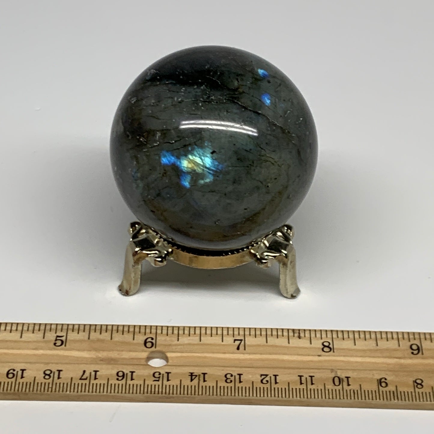 290.6g, 2.3"(59mm), Labradorite Sphere Gemstone,Crystal @Madagascar, B29890