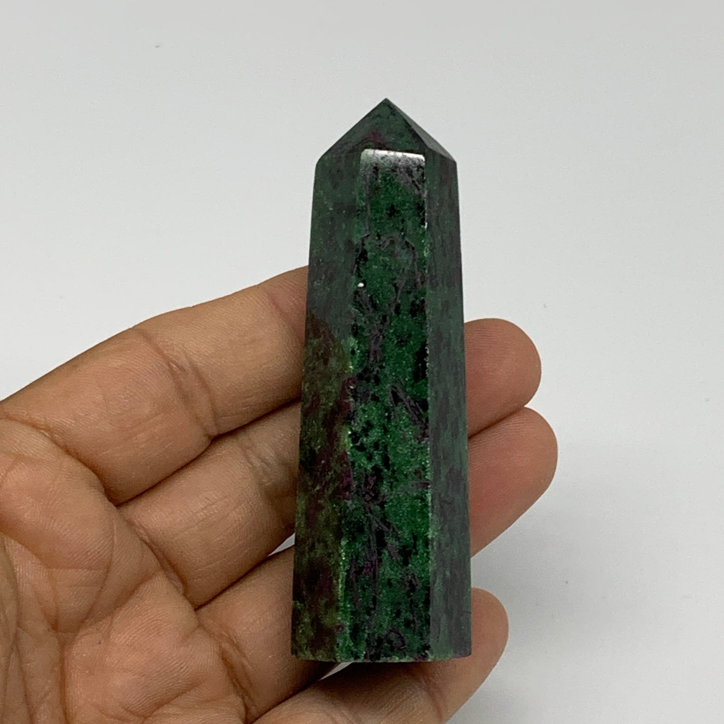 82.3g, 3"x0.8", Natural Ruby Zoisite Tower Point Obelisk @India, B31438