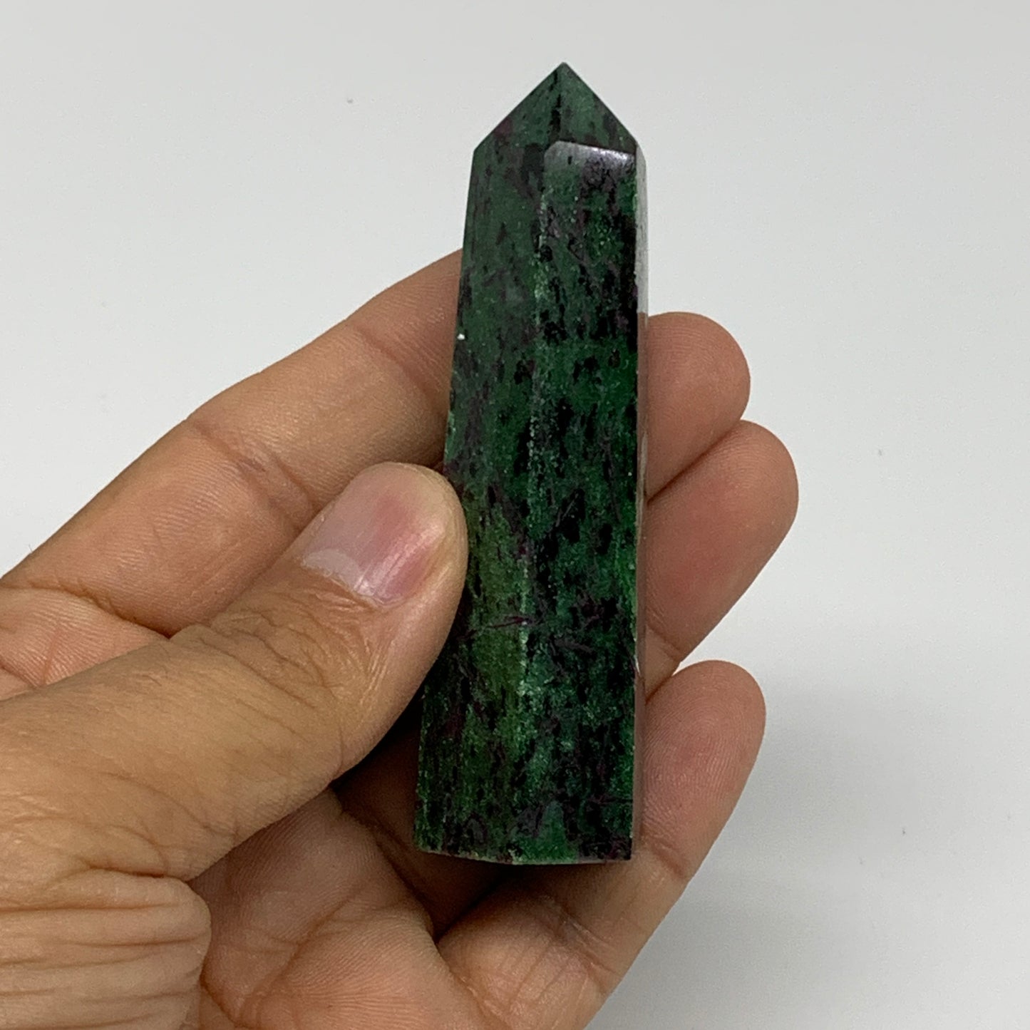 82.3g, 3"x0.8", Natural Ruby Zoisite Tower Point Obelisk @India, B31438