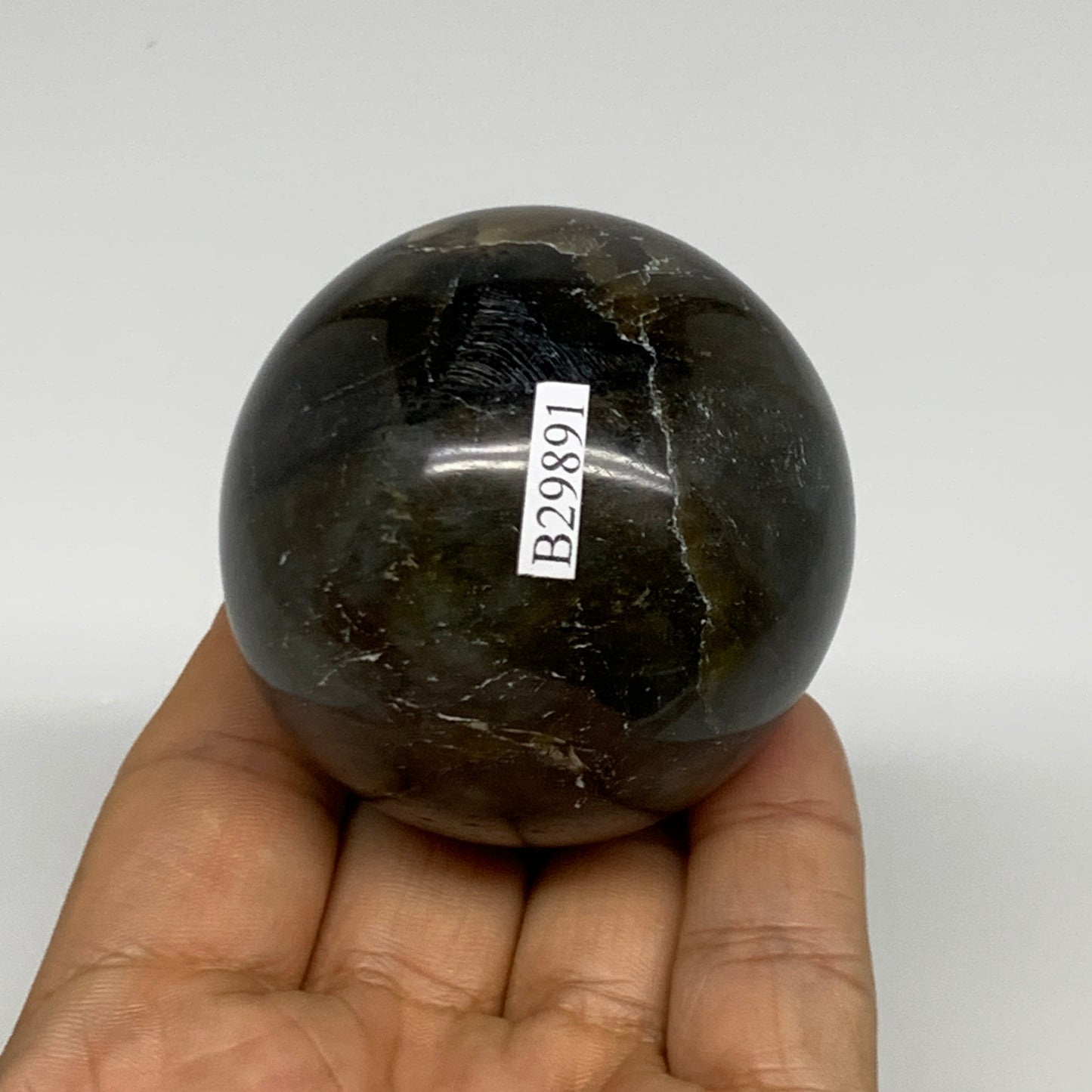 223.6g, 2.1"(53mm), Labradorite Sphere Gemstone,Crystal @Madagascar, B29891