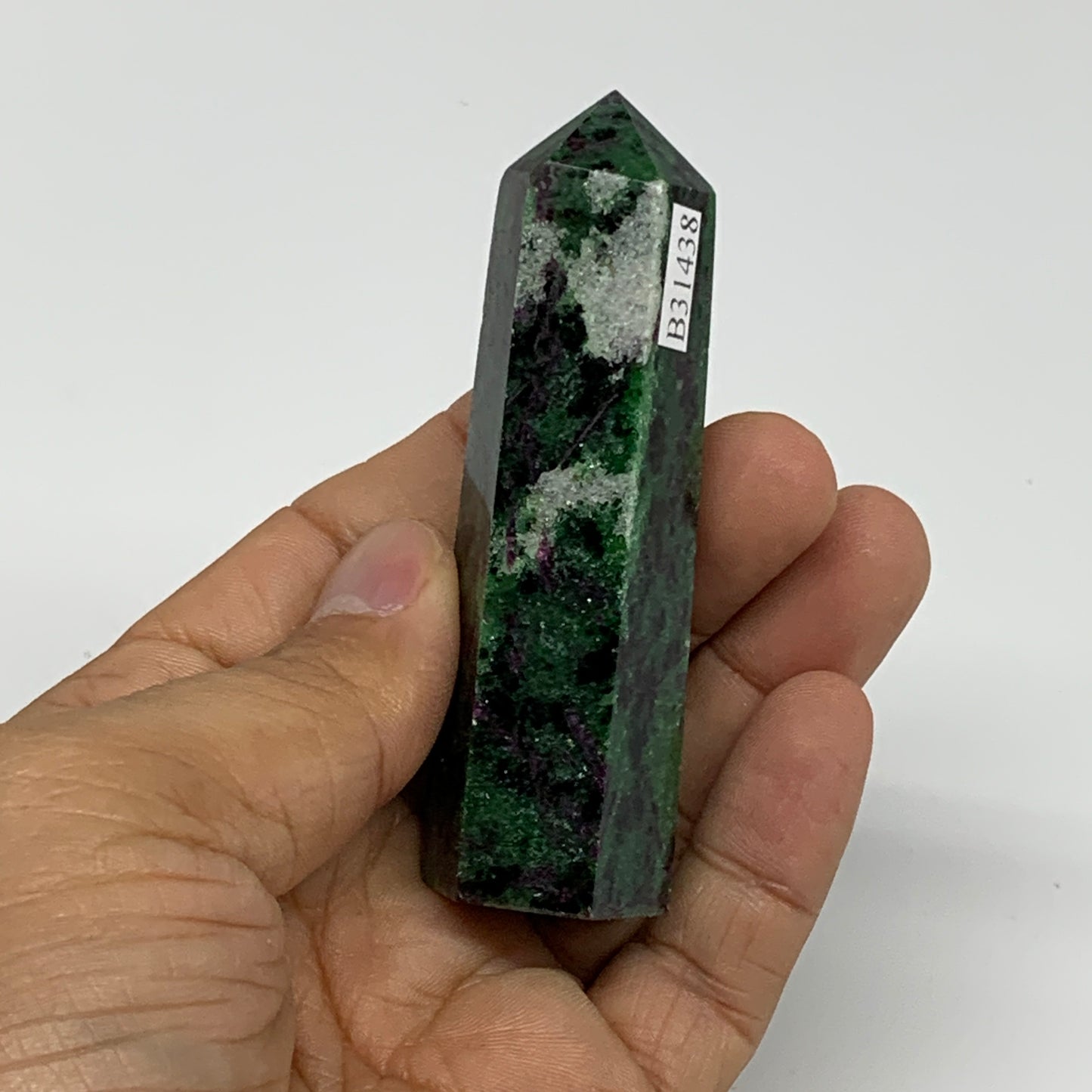 82.3g, 3"x0.8", Natural Ruby Zoisite Tower Point Obelisk @India, B31438