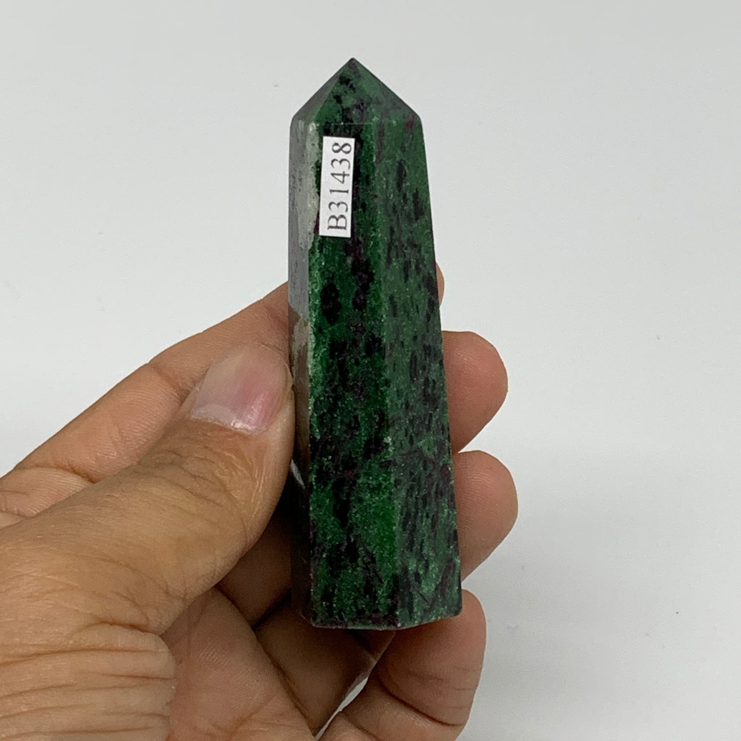 82.3g, 3"x0.8", Natural Ruby Zoisite Tower Point Obelisk @India, B31438
