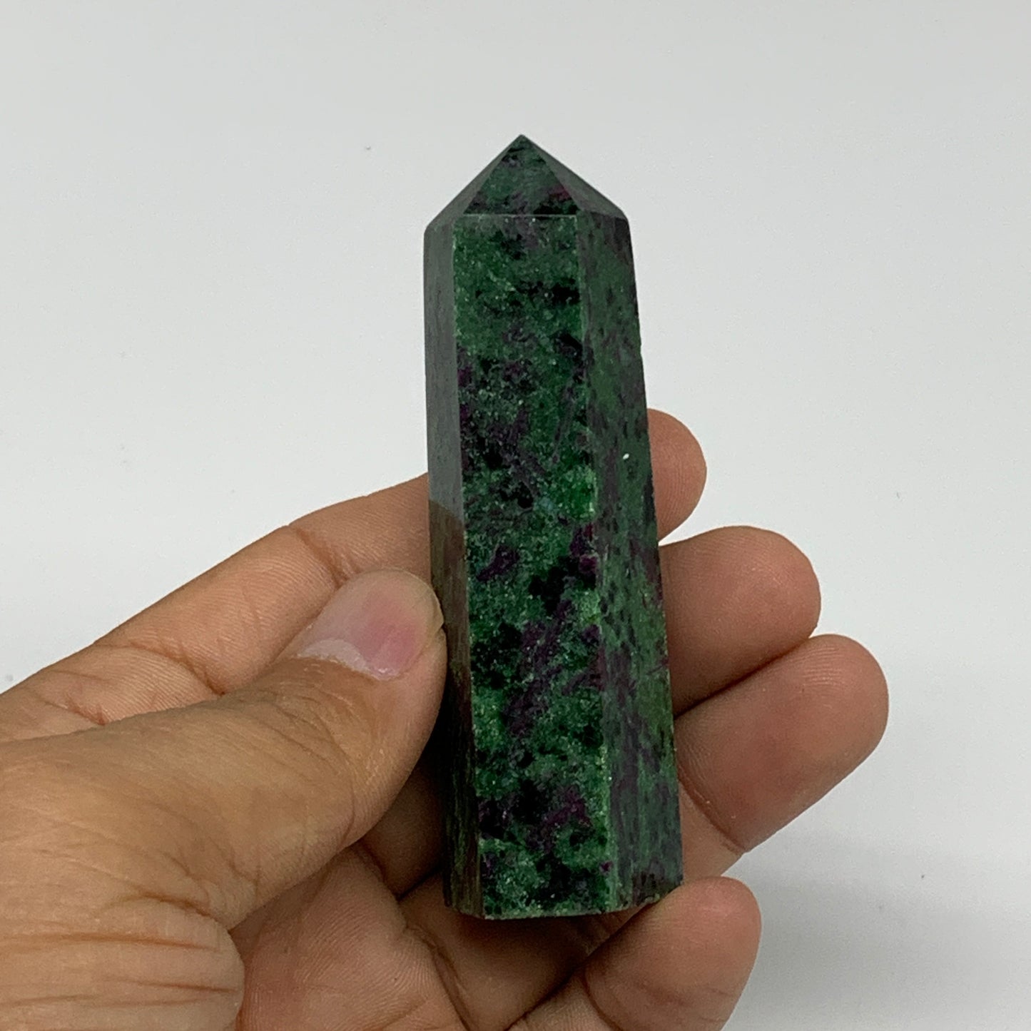 82.3g, 3"x0.8", Natural Ruby Zoisite Tower Point Obelisk @India, B31438