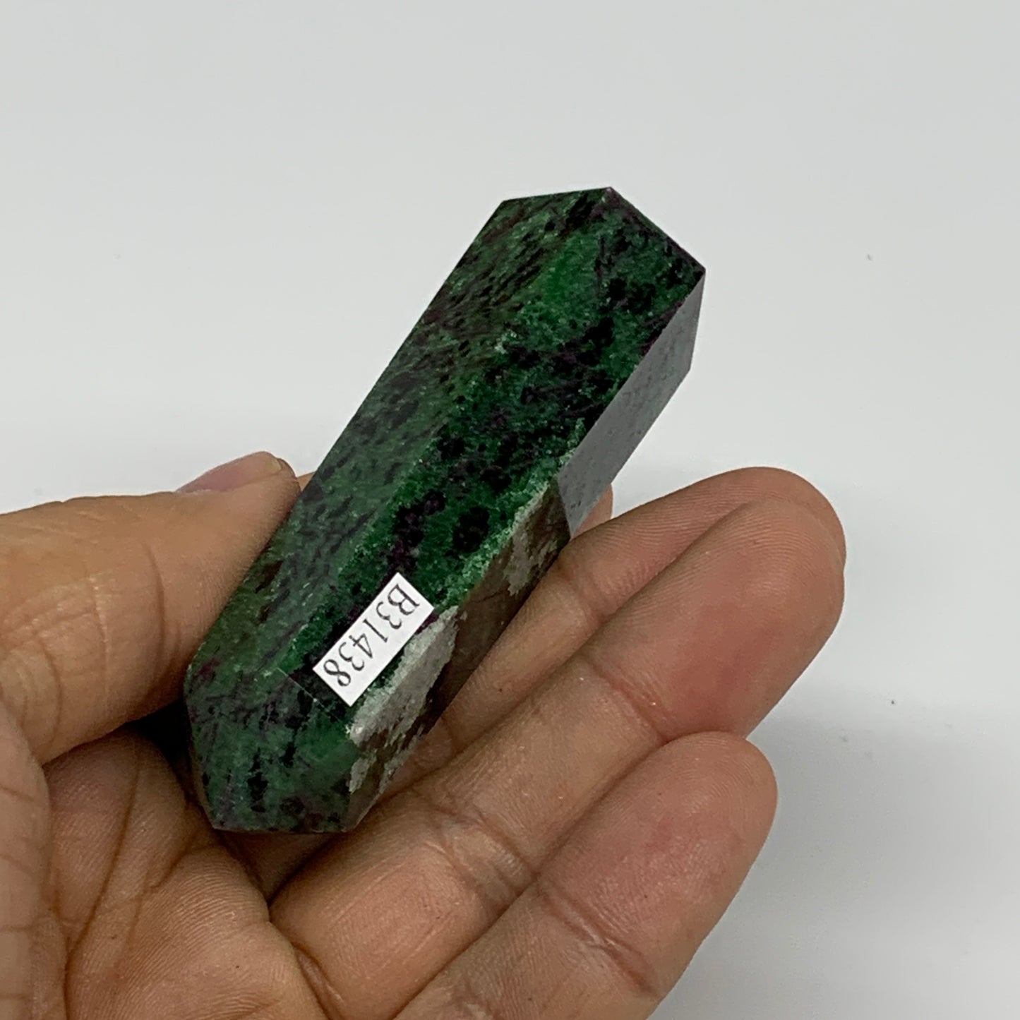 82.3g, 3"x0.8", Natural Ruby Zoisite Tower Point Obelisk @India, B31438