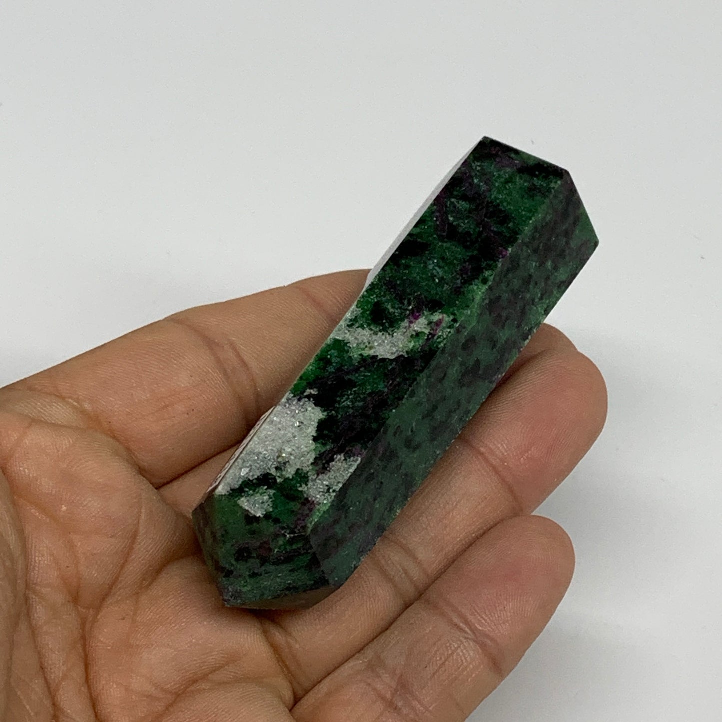 82.3g, 3"x0.8", Natural Ruby Zoisite Tower Point Obelisk @India, B31438