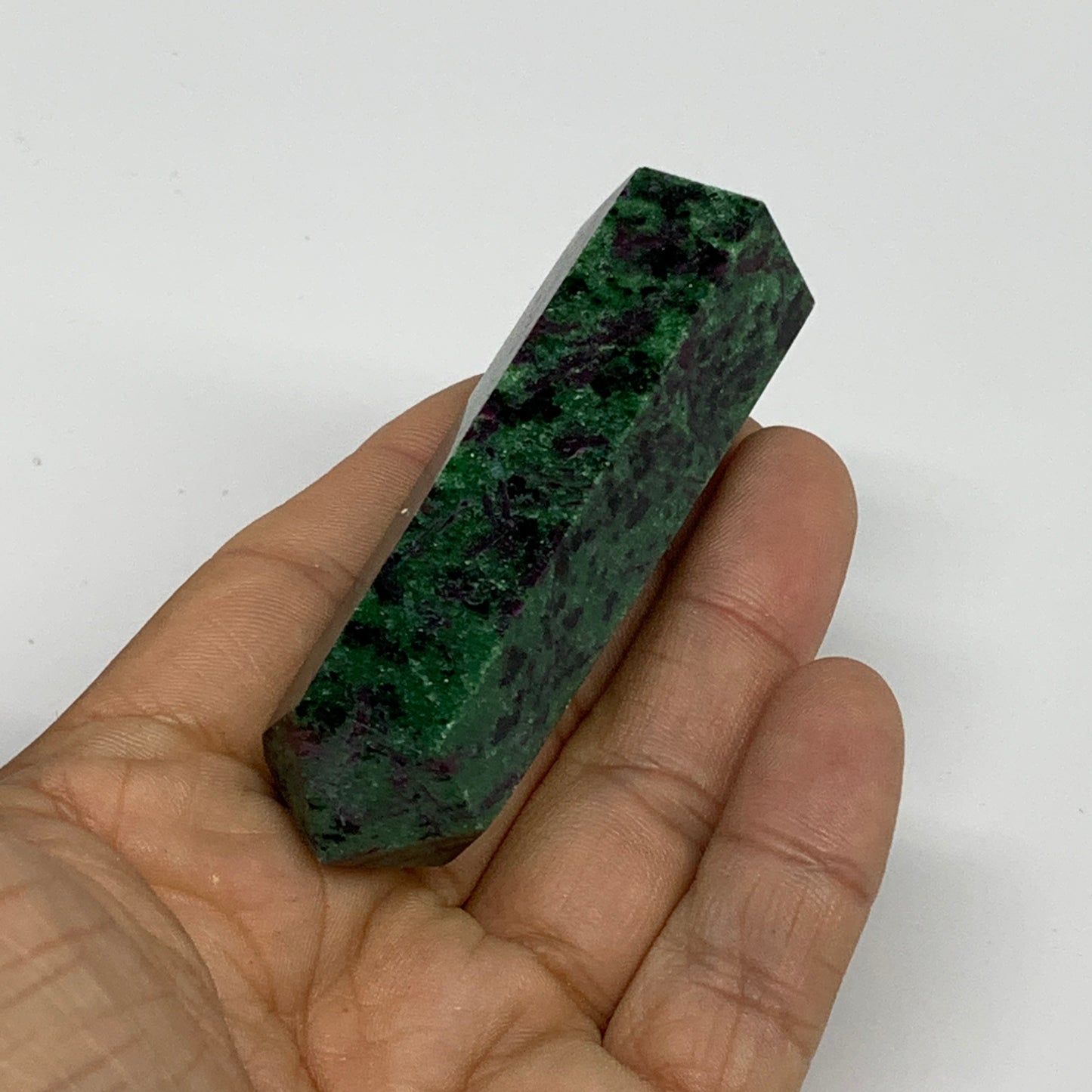 82.3g, 3"x0.8", Natural Ruby Zoisite Tower Point Obelisk @India, B31438