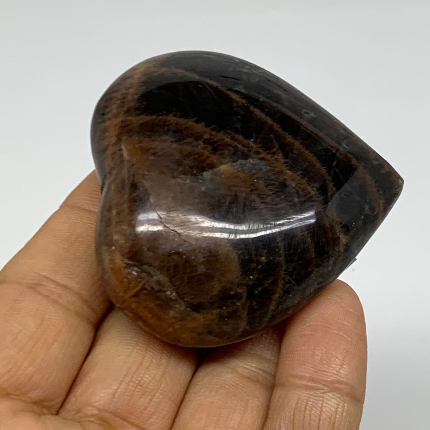 0.18 lbs, 2.1"x2.2"x0.9", Black Moonstone Heart Polished Crystal Decor, B37874