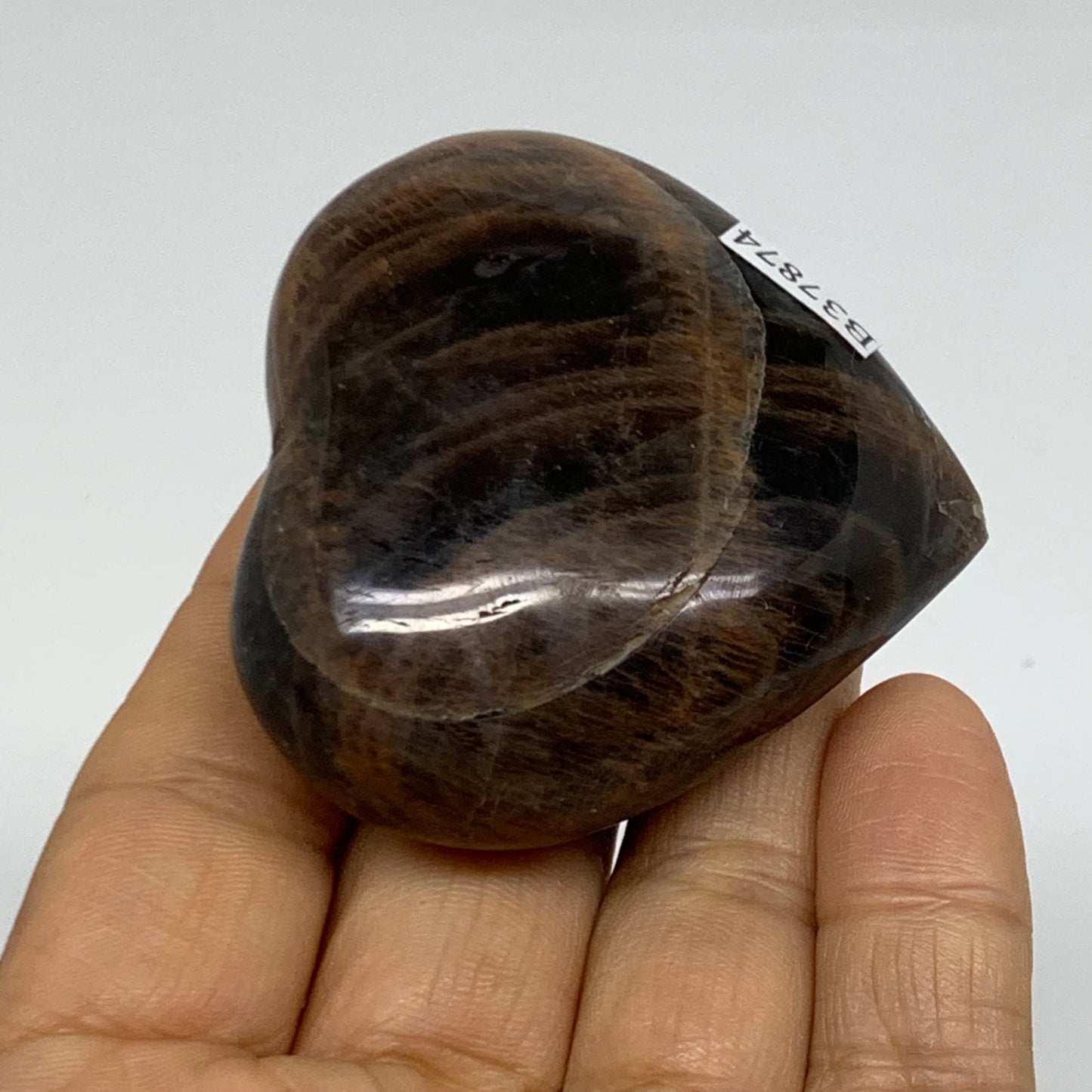 0.18 lbs, 2.1"x2.2"x0.9", Black Moonstone Heart Polished Crystal Decor, B37874