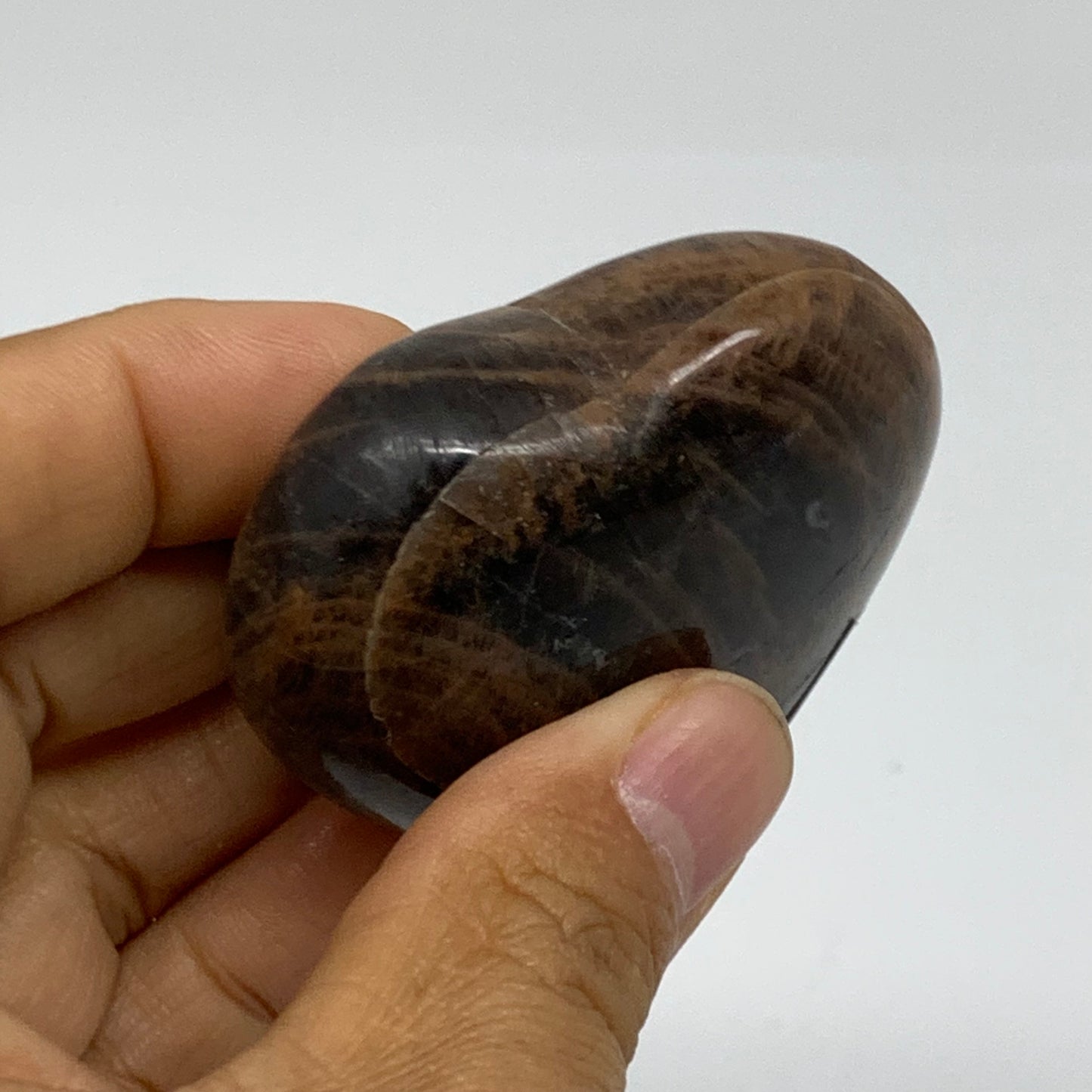 0.18 lbs, 2.1"x2.2"x0.9", Black Moonstone Heart Polished Crystal Decor, B37874