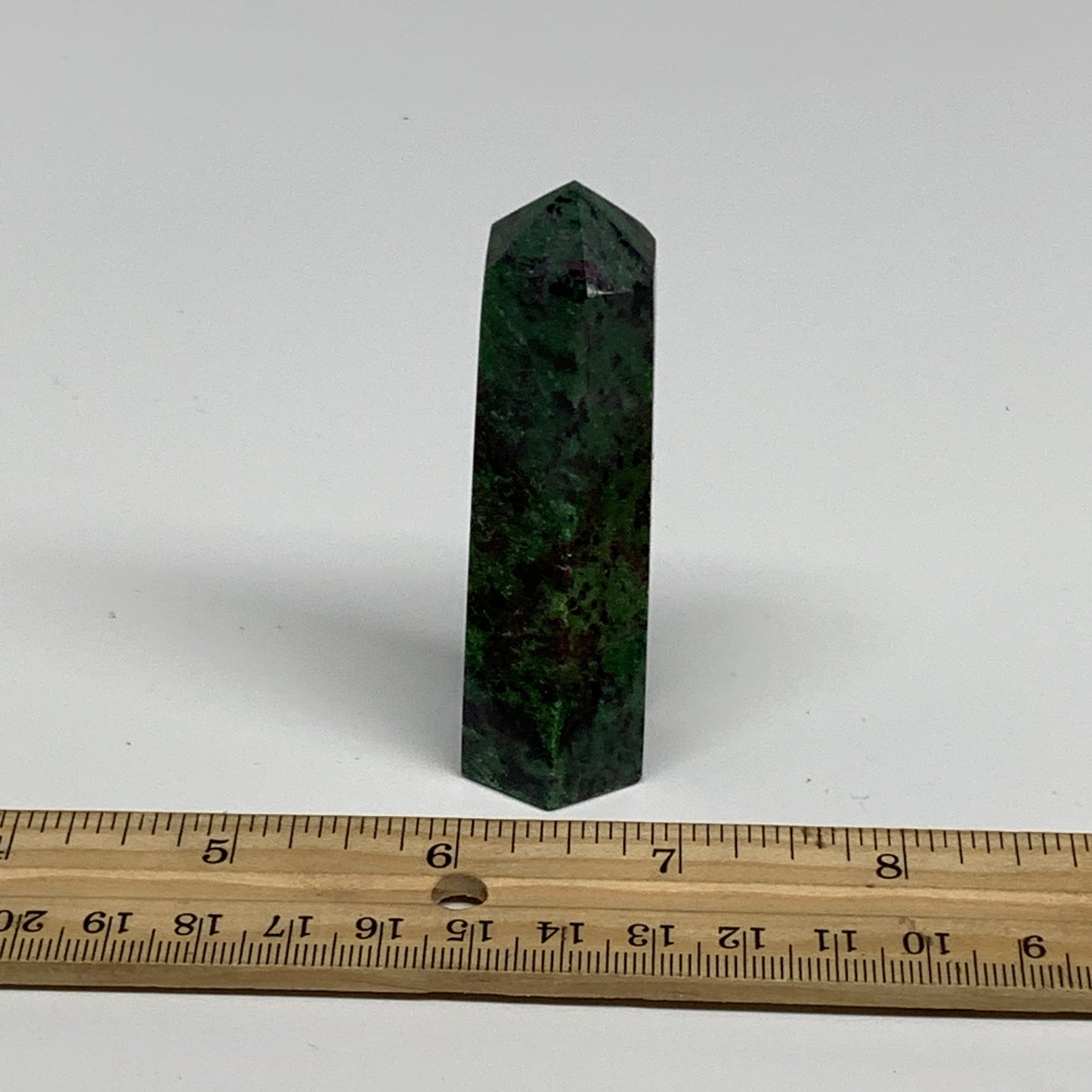 82.3g, 3"x0.8", Natural Ruby Zoisite Tower Point Obelisk @India, B31438