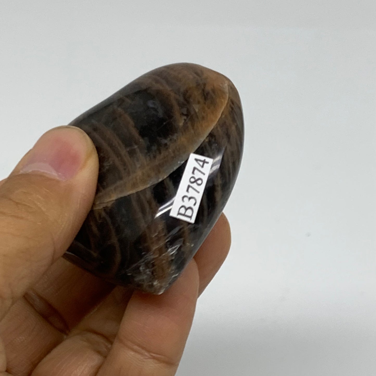 0.18 lbs, 2.1"x2.2"x0.9", Black Moonstone Heart Polished Crystal Decor, B37874