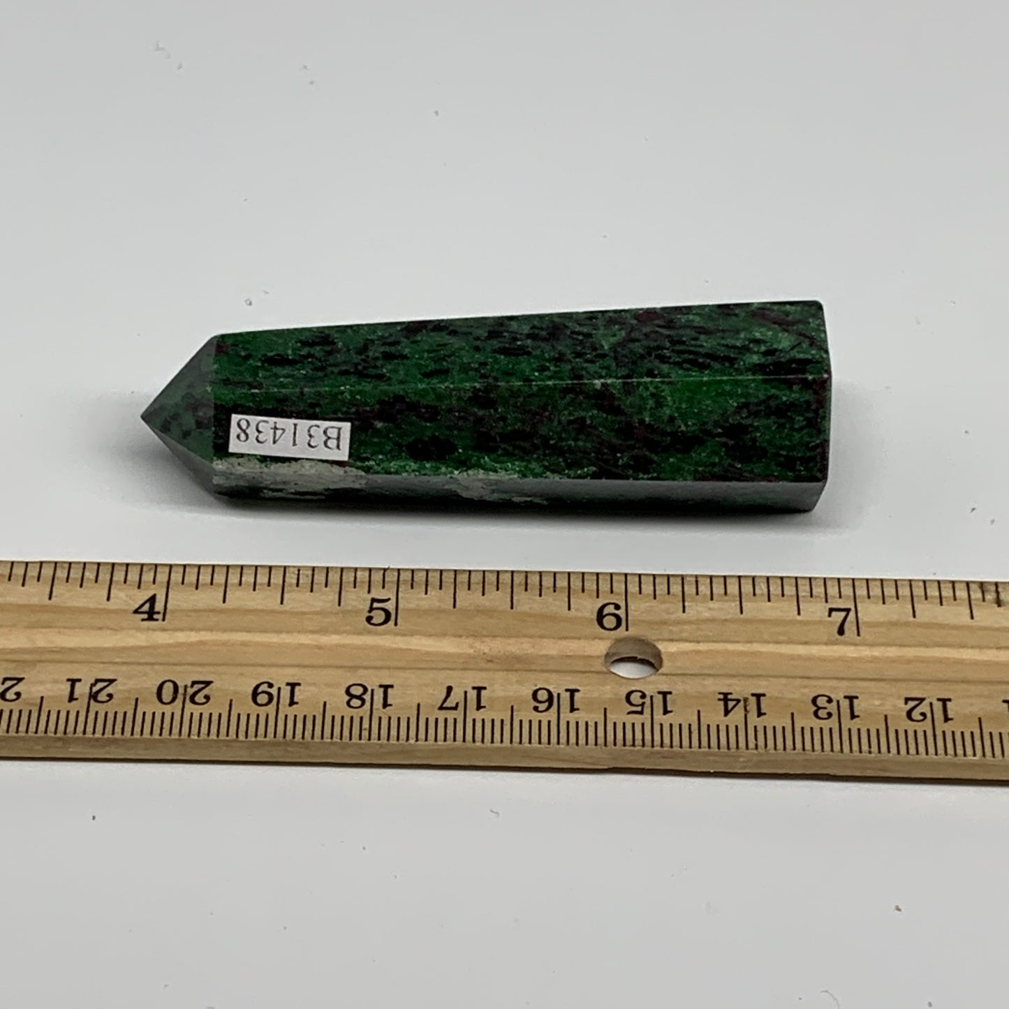 82.3g, 3"x0.8", Natural Ruby Zoisite Tower Point Obelisk @India, B31438
